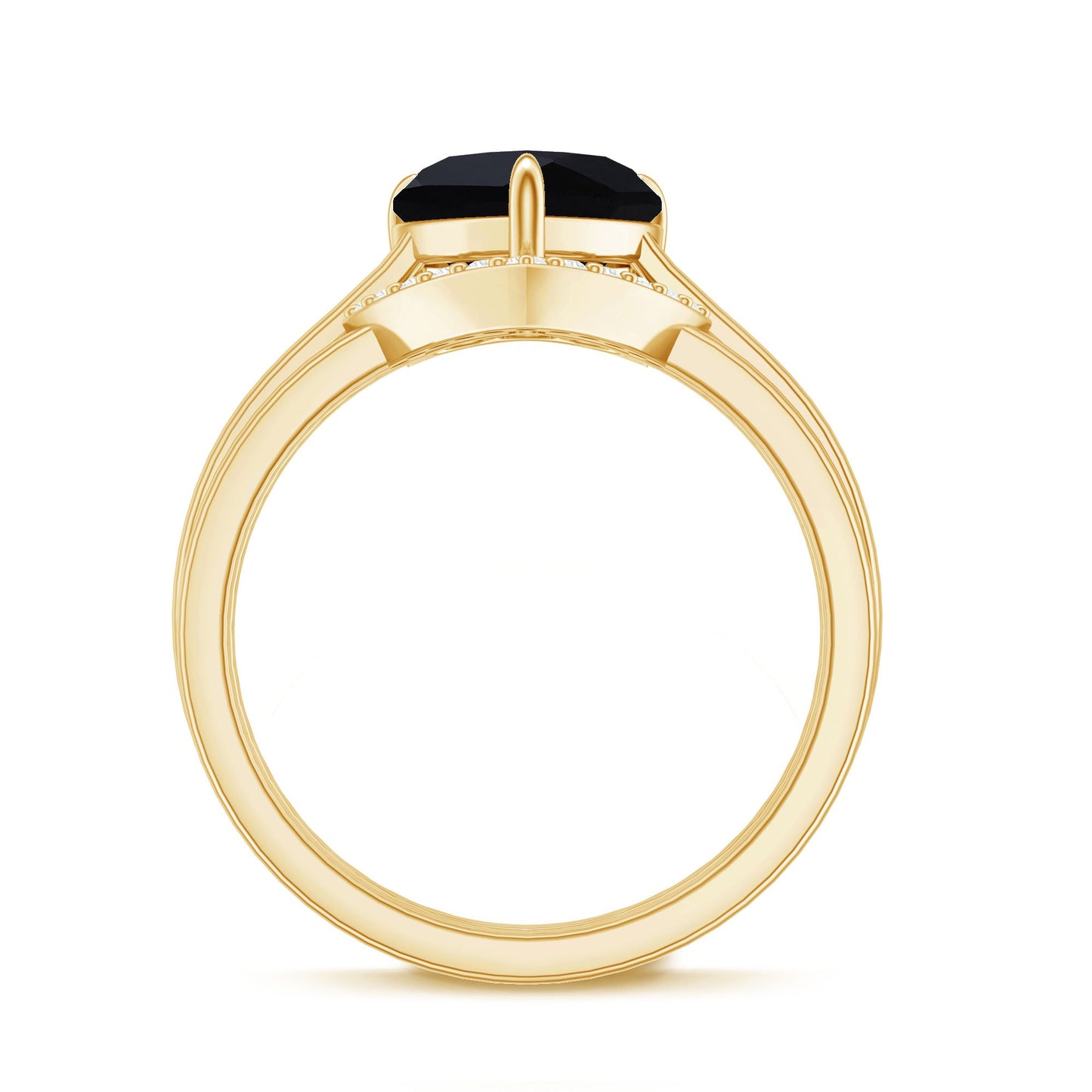 Heart Shaped Black Onyx Engagement Ring with Diamond Enhancer