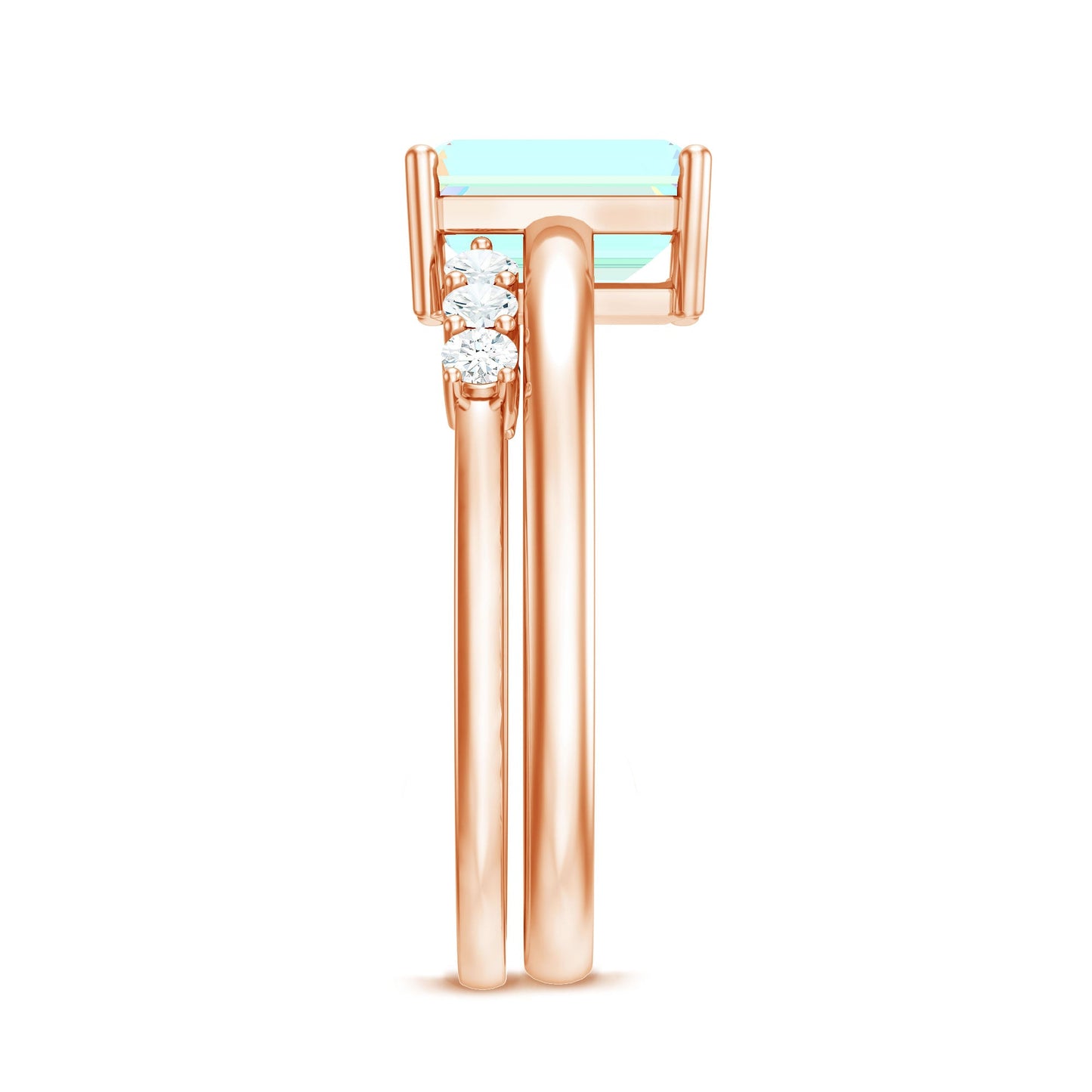 2 Carat Emerald Cut Ethiopian Opal Solitaire Ring Set with Diamond Enhancer