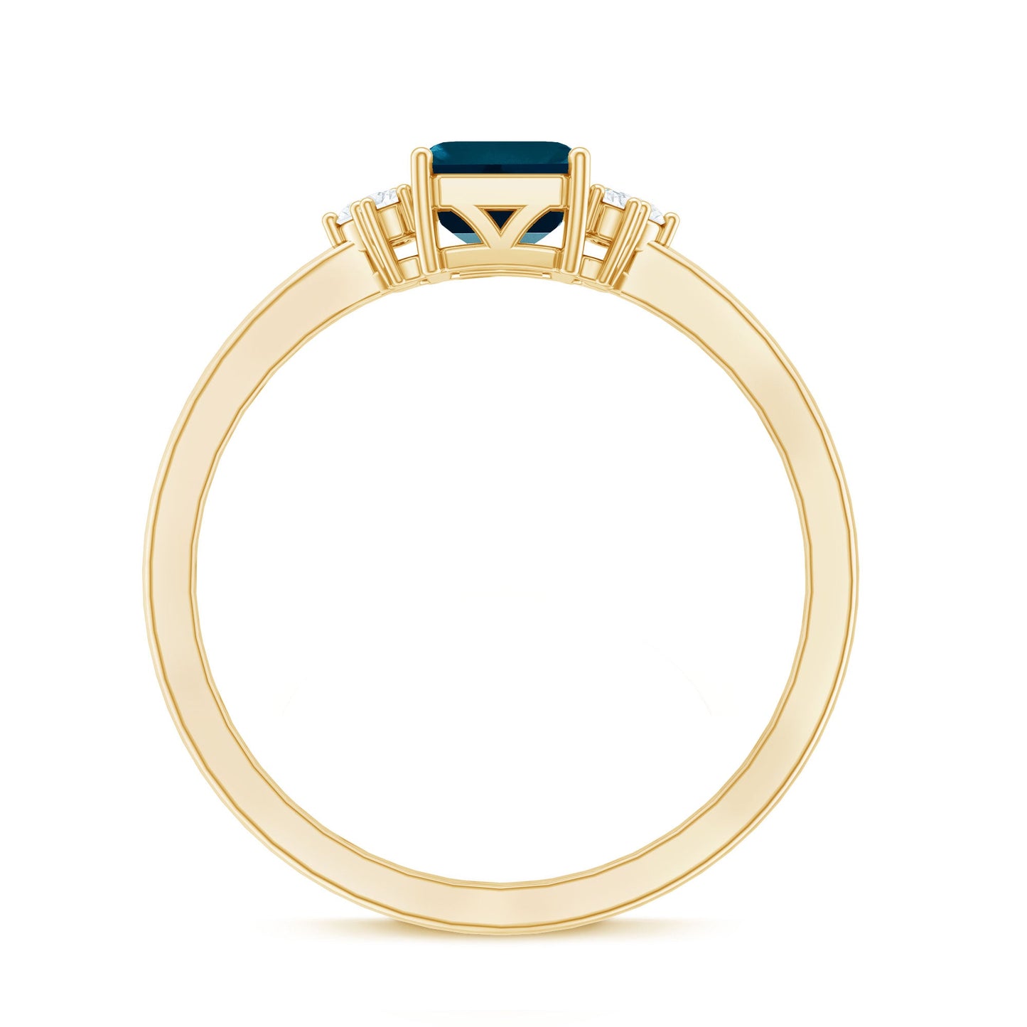 2.2 Carat Emerald Cut London Blue Topaz Diamond Engagement Ring with Certificate