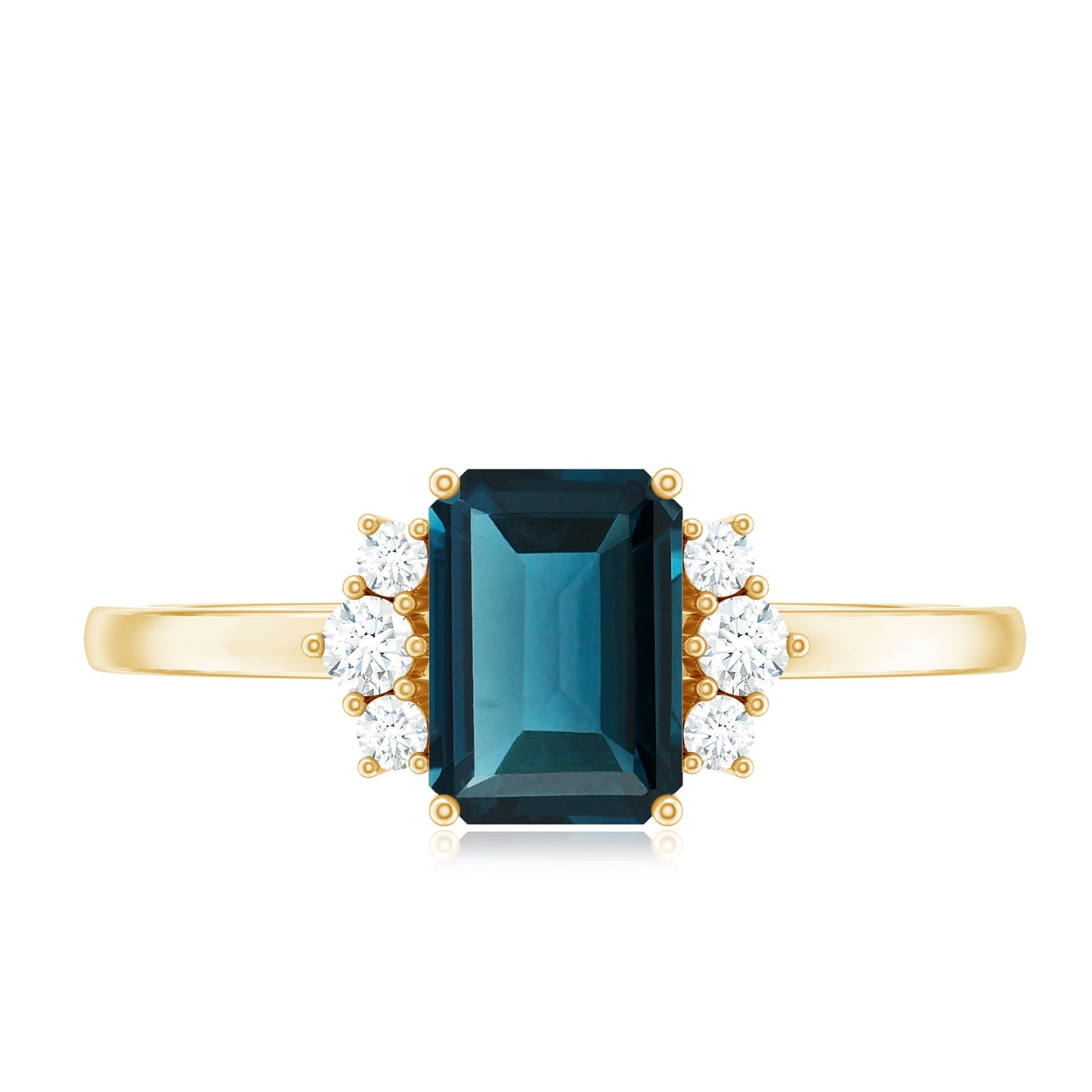 2.2 Carat Emerald Cut London Blue Topaz Diamond Engagement Ring with Certificate