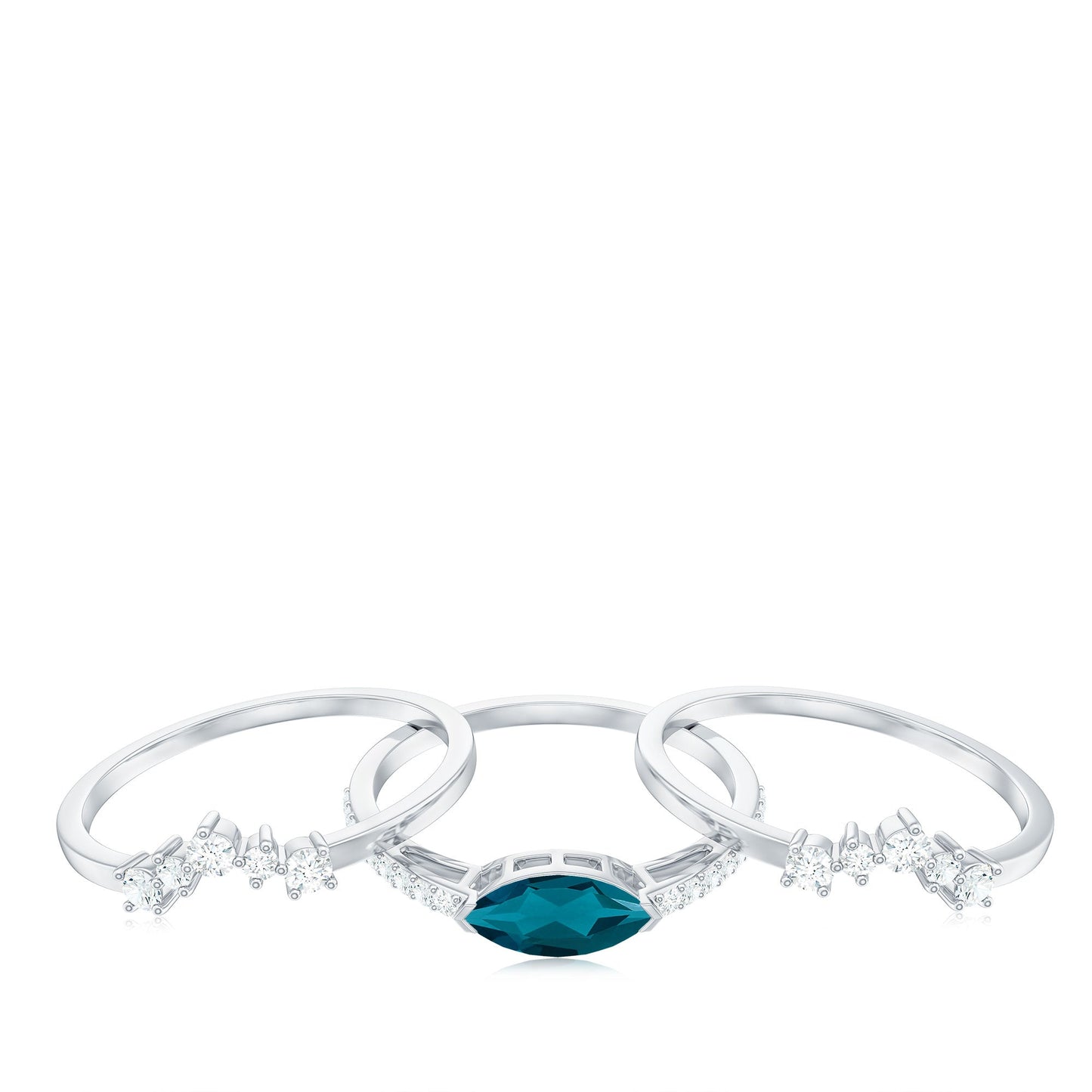 East West Style Black Onyx and Diamond Trio Wedding Ring Set