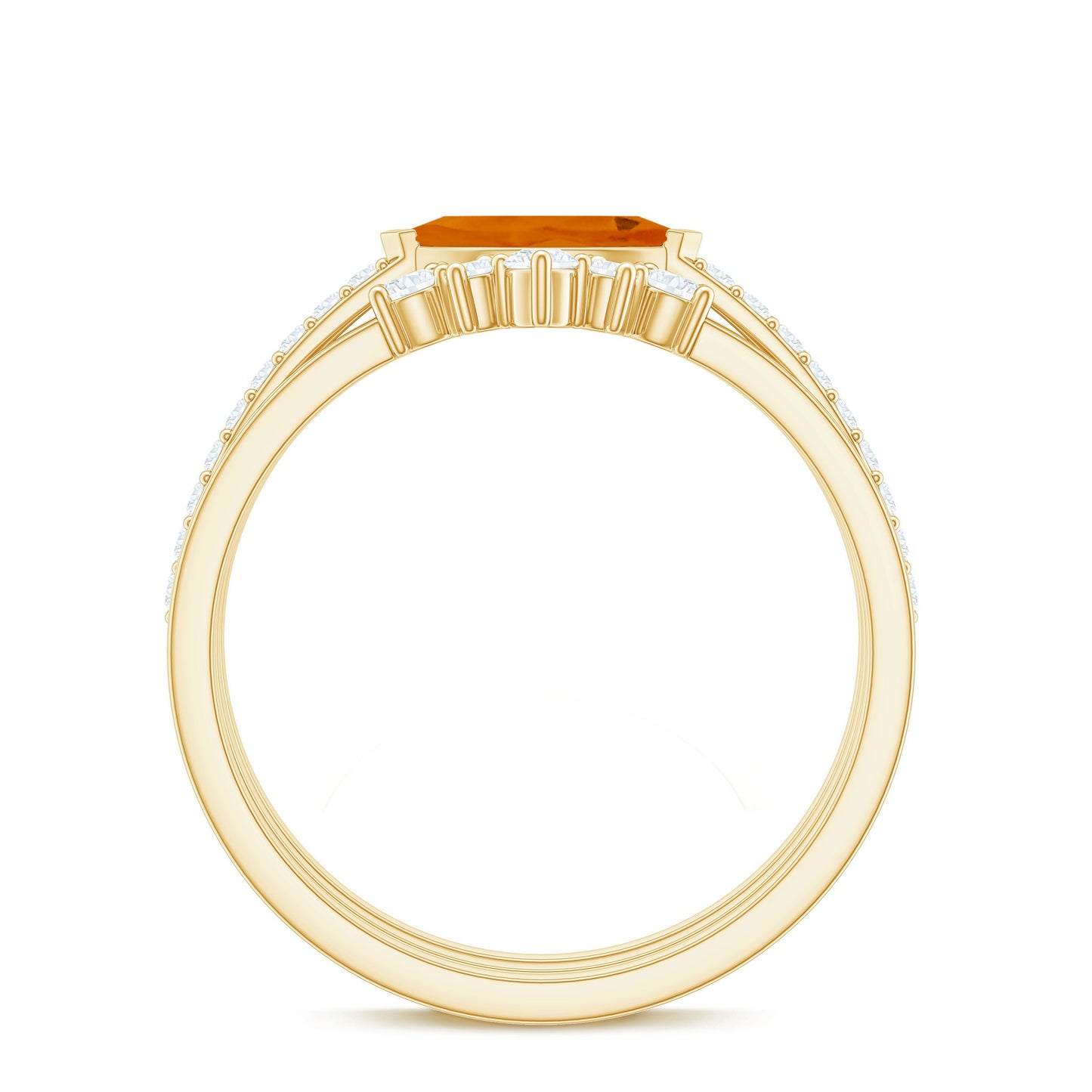 Marquise Shape Fire Opal Ring Set with Diamond