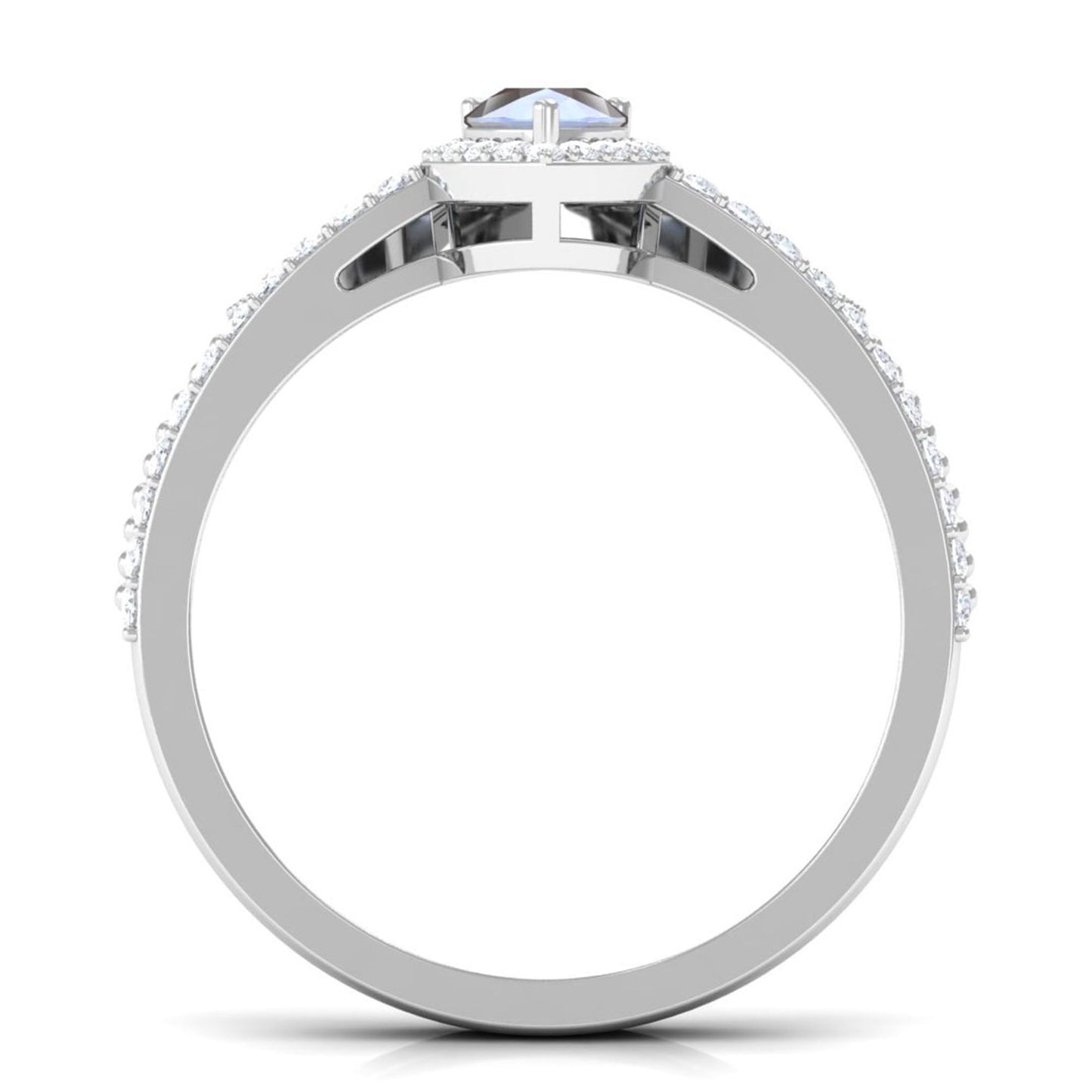 0.8 Carat Vintage Inspired Moonstone Teardrop Wedding Ring Set with Diamond