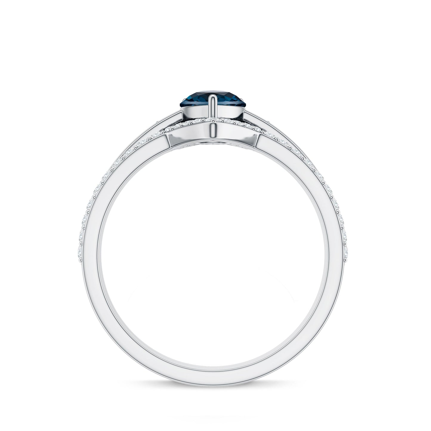 Pear Shape London Blue Topaz and Diamond Trio Ring Set