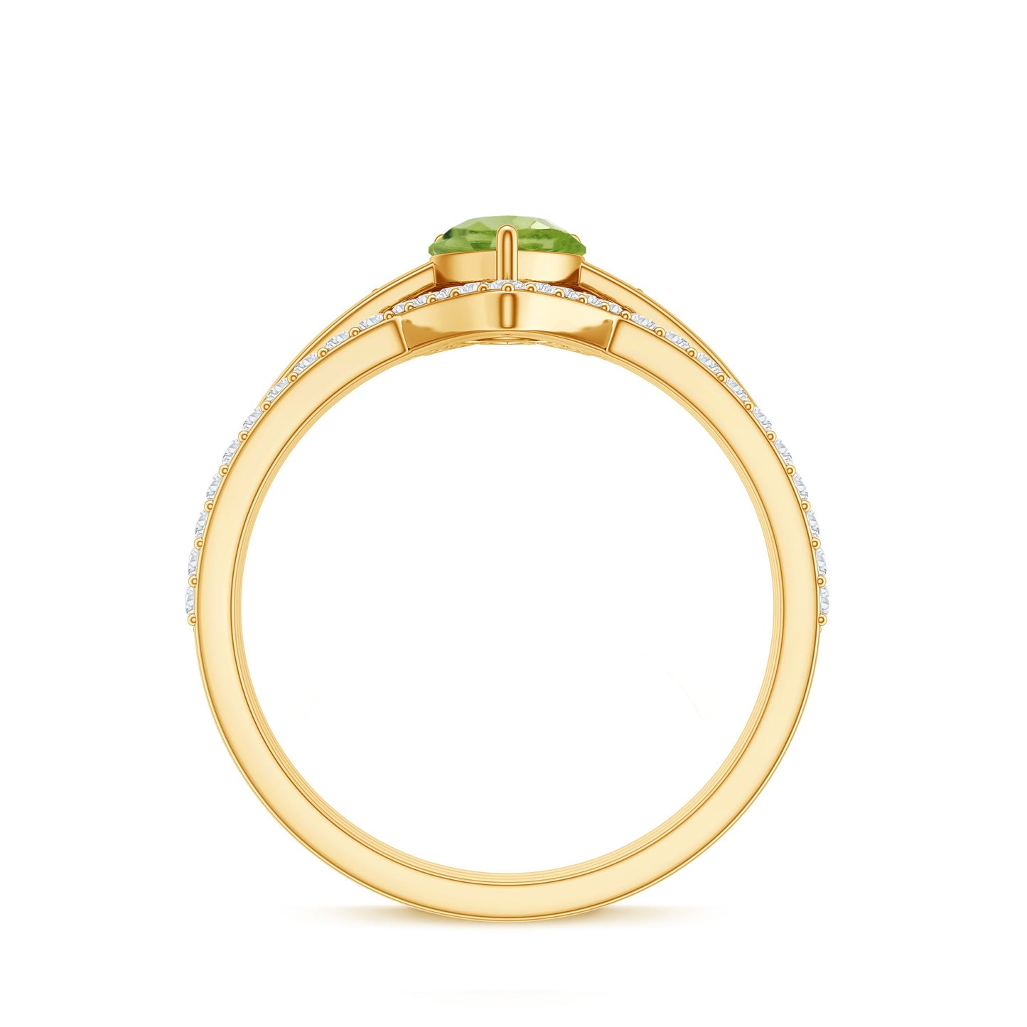 Certified Real 1 Carat Peridot Trio Wedding Ring Set with Moissanite