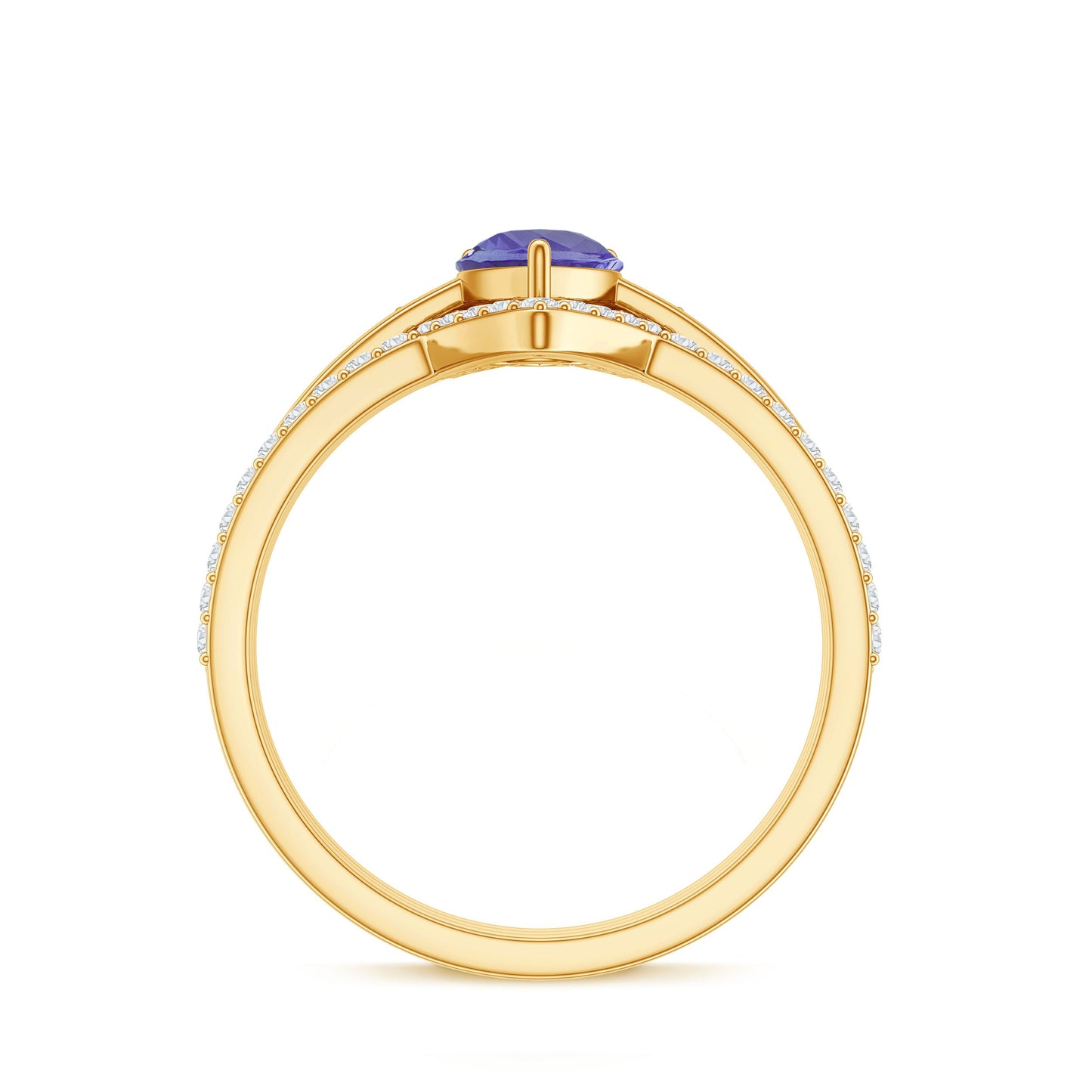 0.8 Carat Natural Tanzanite Diamond 3 Piece Wedding Ring Set