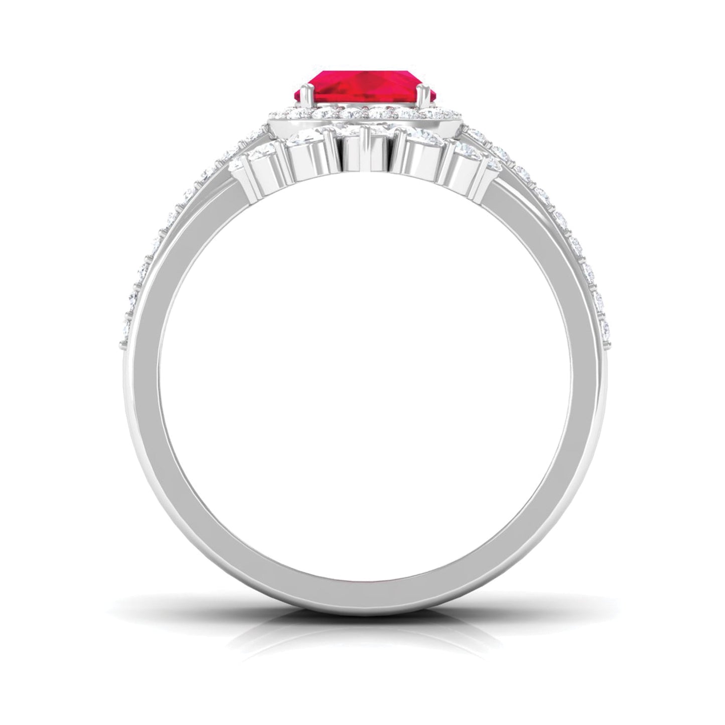 2 Carat Certified Lab Grown Ruby 3 Piece Bridal Ring Set with Moissanite