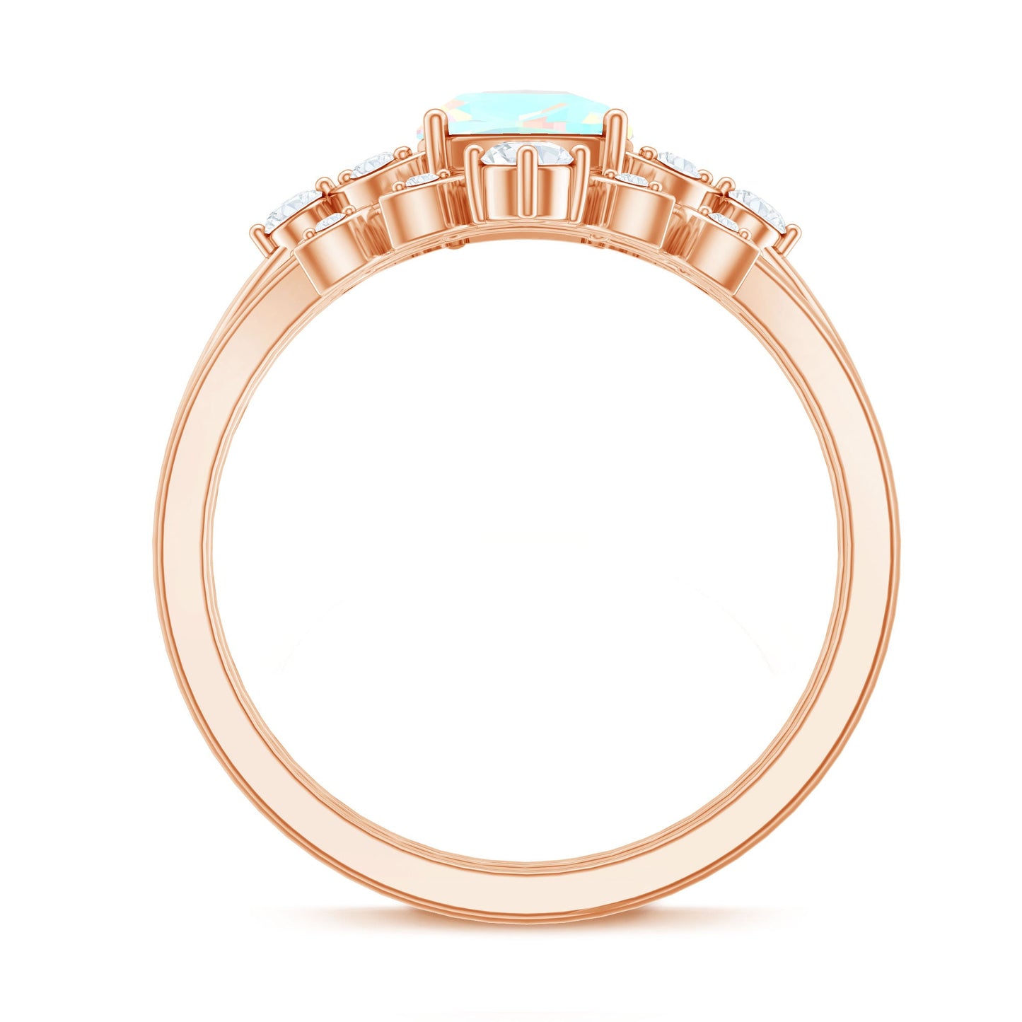 Genuine Ethiopian Opal Engagement Ring with Diamond Enhancer