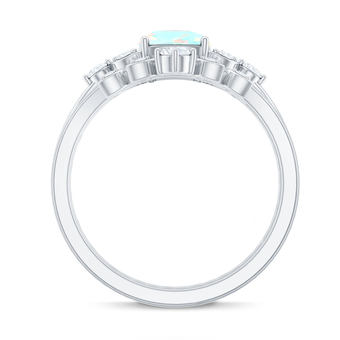 Genuine Ethiopian Opal Engagement Ring with Diamond Enhancer