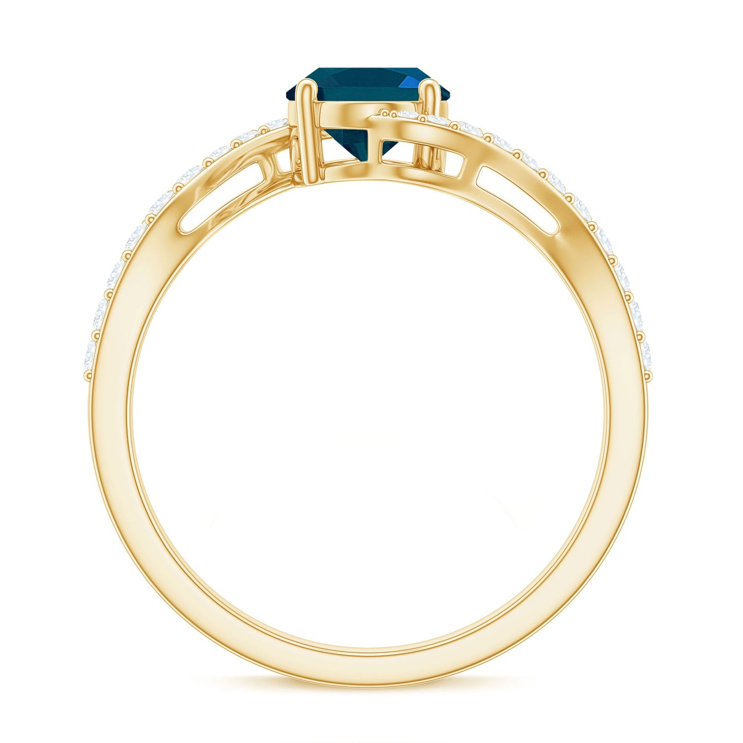 1 Carat Oval Cut London Blue Topaz and Diamond Bypass Engagement Ring