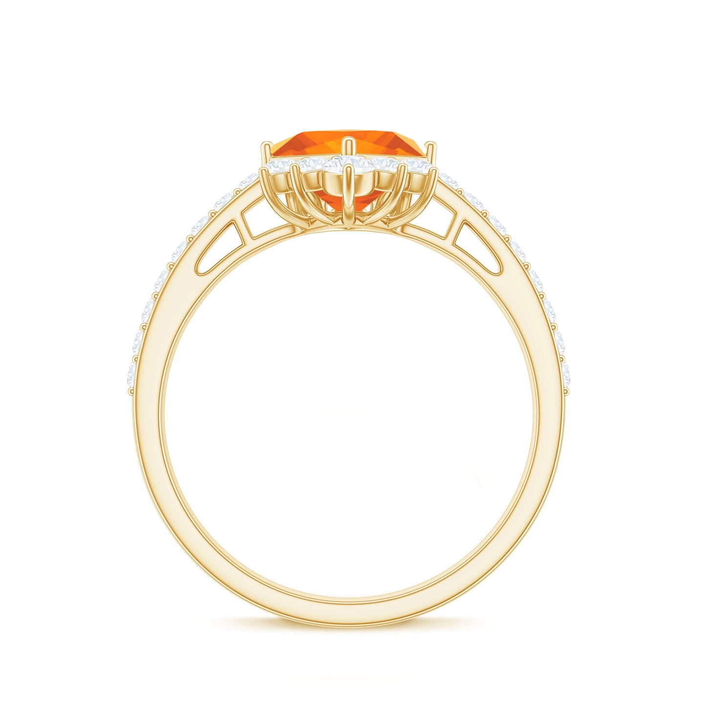 0.5 Carat Designer Fire Opal and Diamond Engagement Ring