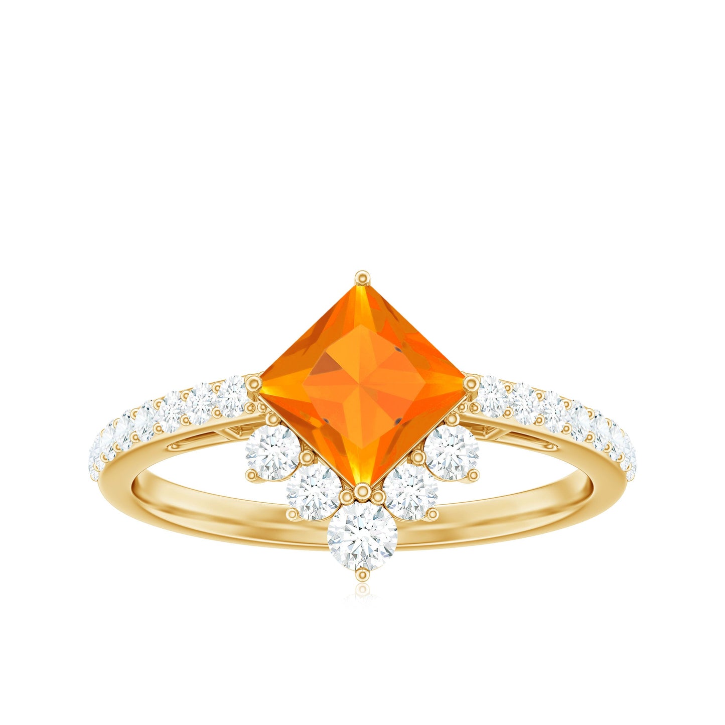 0.5 Carat Designer Fire Opal and Diamond Engagement Ring