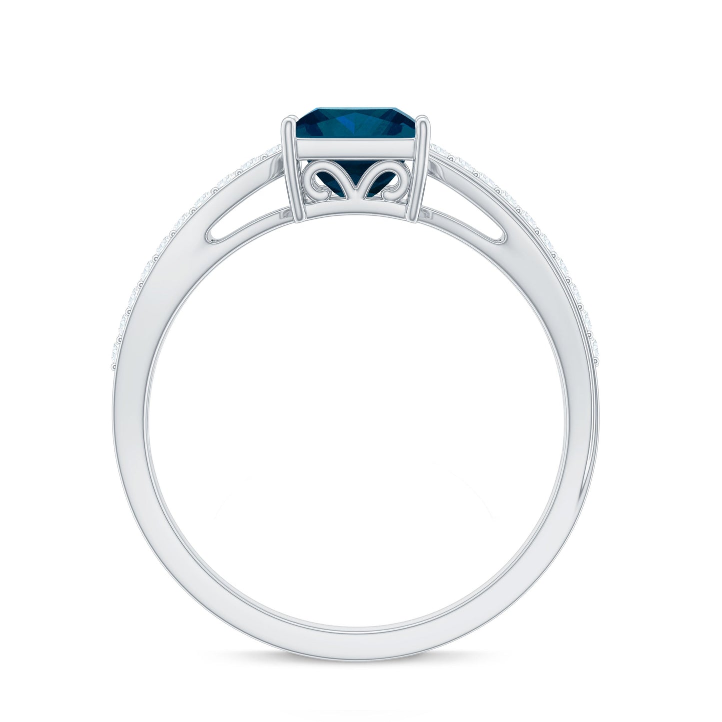 1 Carat Princess Cut London Blue Topaz Solitaire Engagement Ring For Women