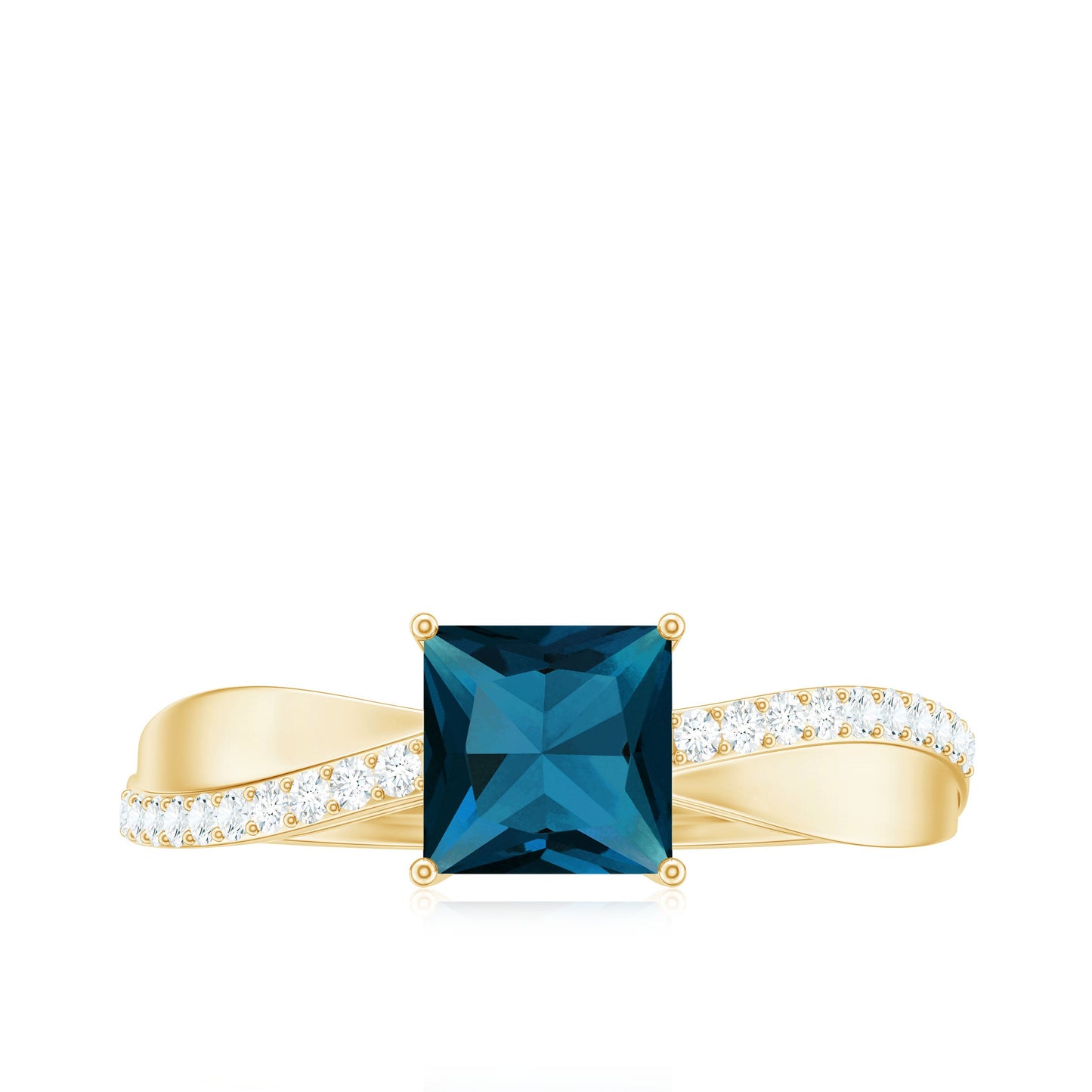 1 Carat Princess Cut London Blue Topaz Solitaire Engagement Ring For Women