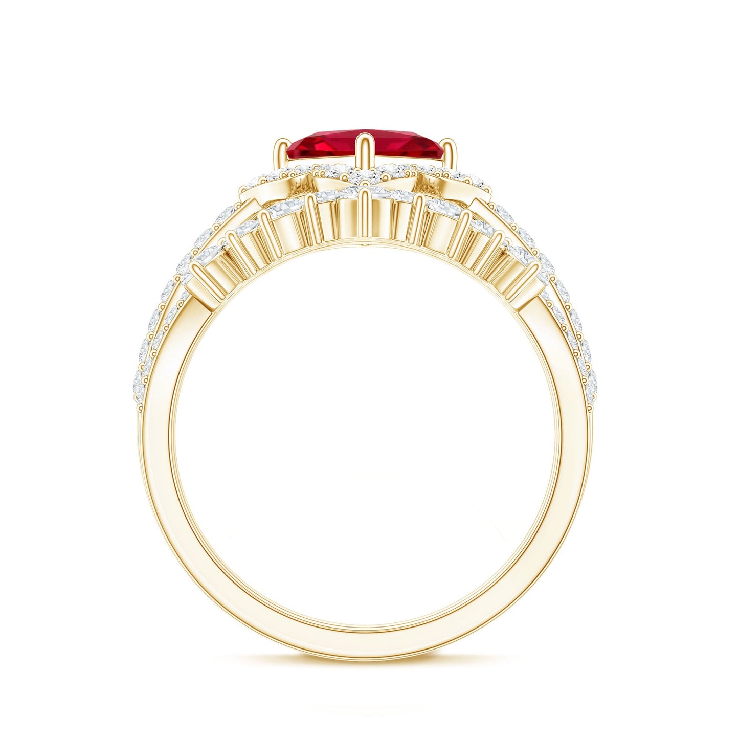 1.5 Carat Designer Created Ruby and Moissanite Wedding Ring Set