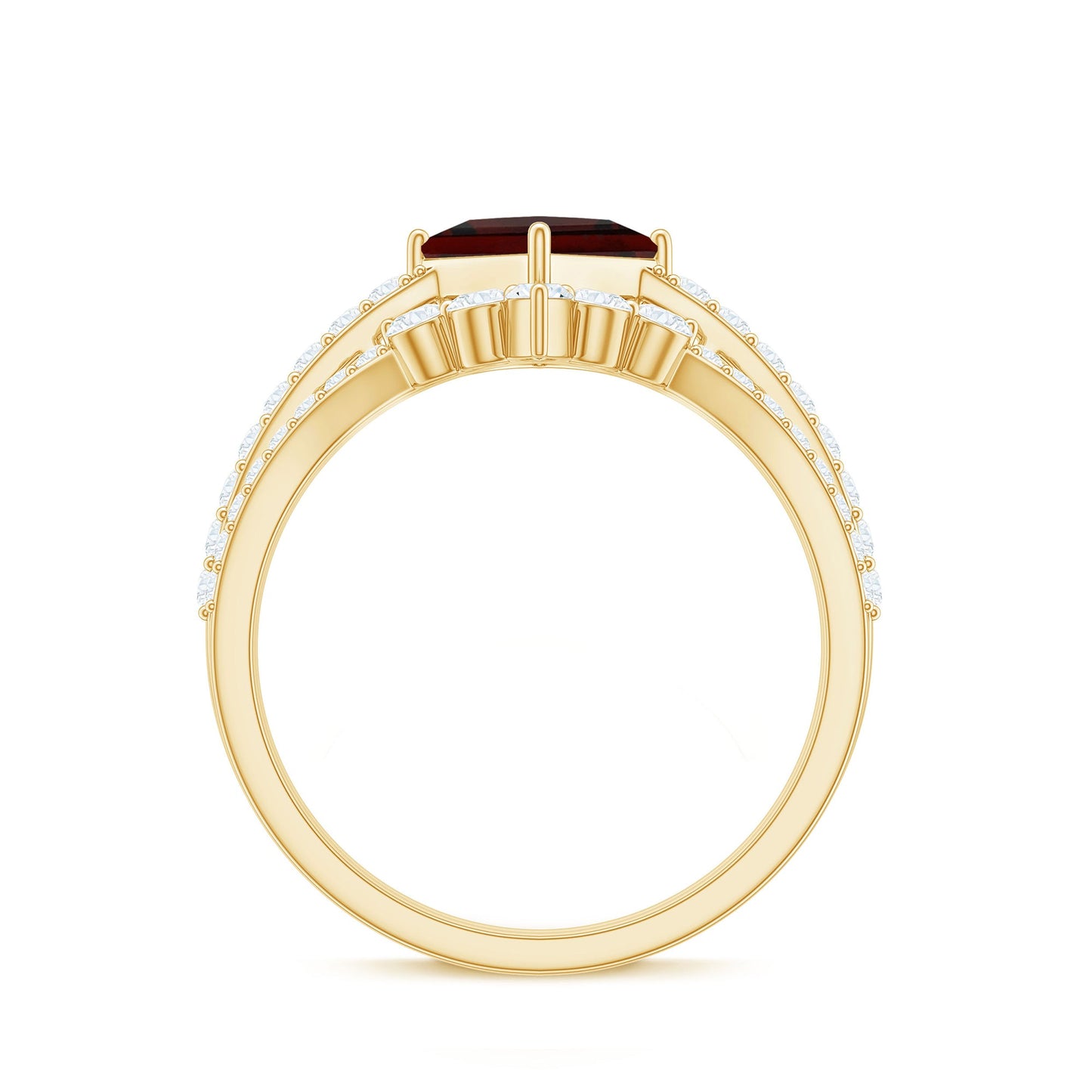 Natural Princess Cut Garnet Diamond Wedding Bridal Ring Set