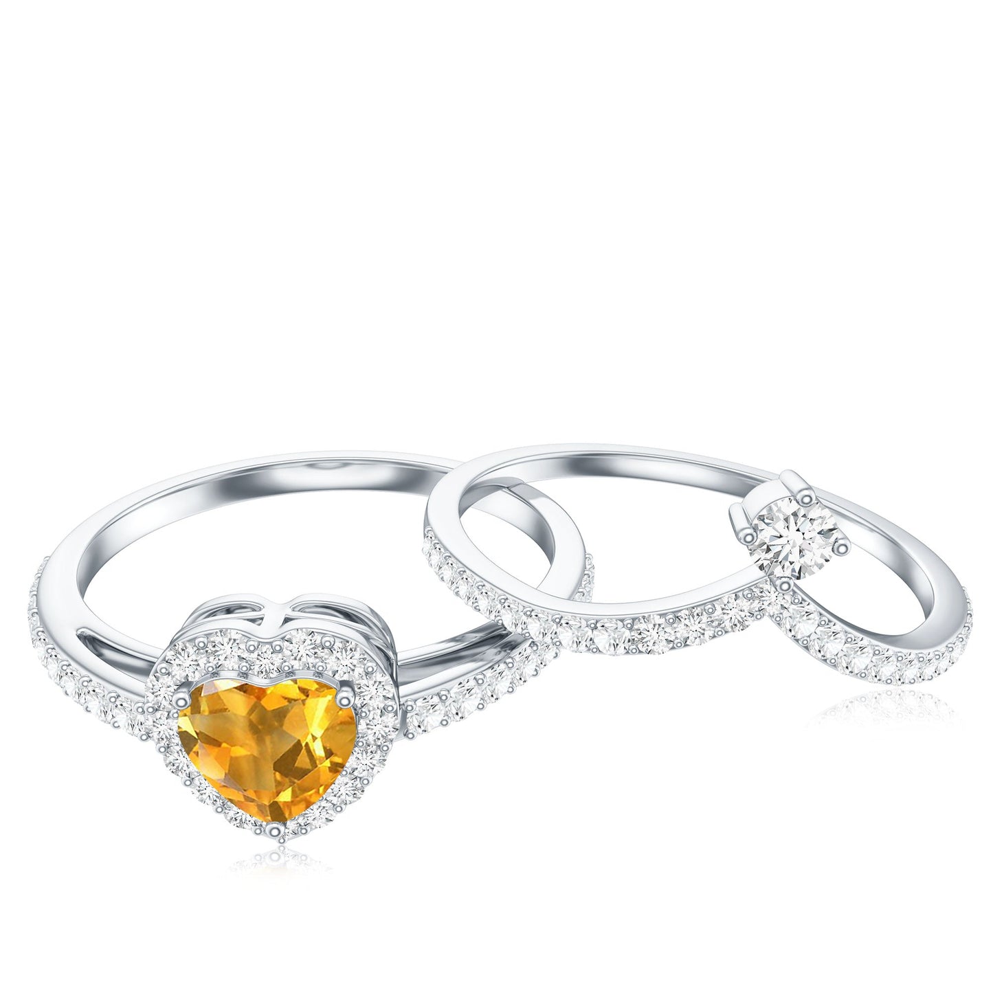 Certified Real Citrine Heart Shape Engagement Ring with Diamond Enhancer