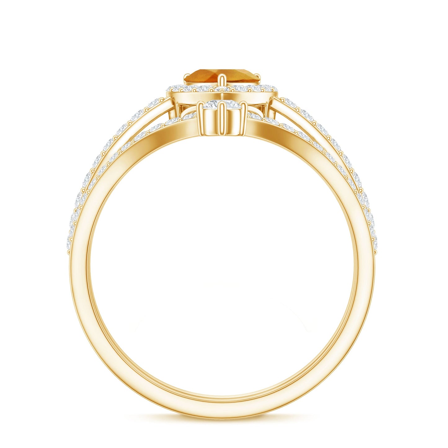 Certified Real Citrine Heart Shape Engagement Ring with Diamond Enhancer