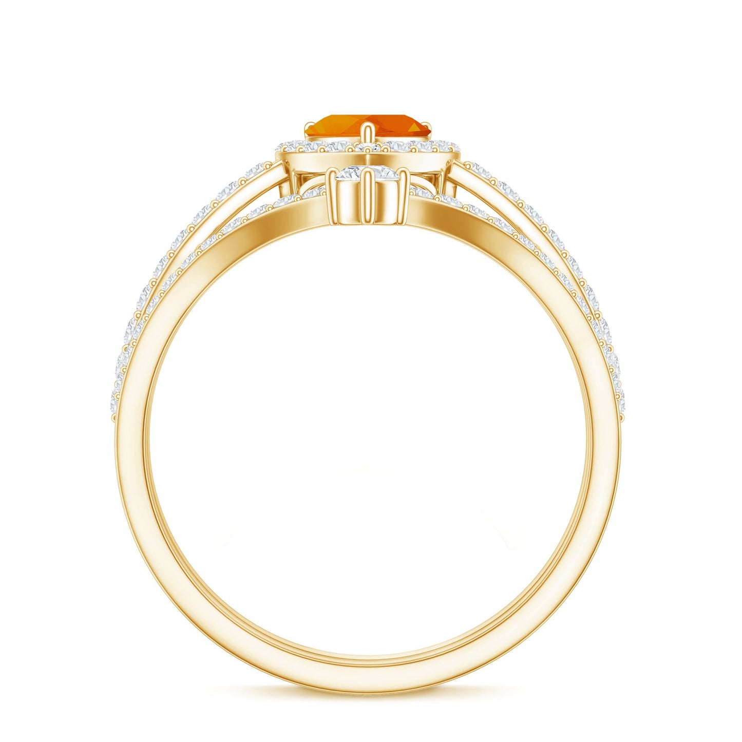 Heart Shape Fire Opal Ring Set with Moissanite
