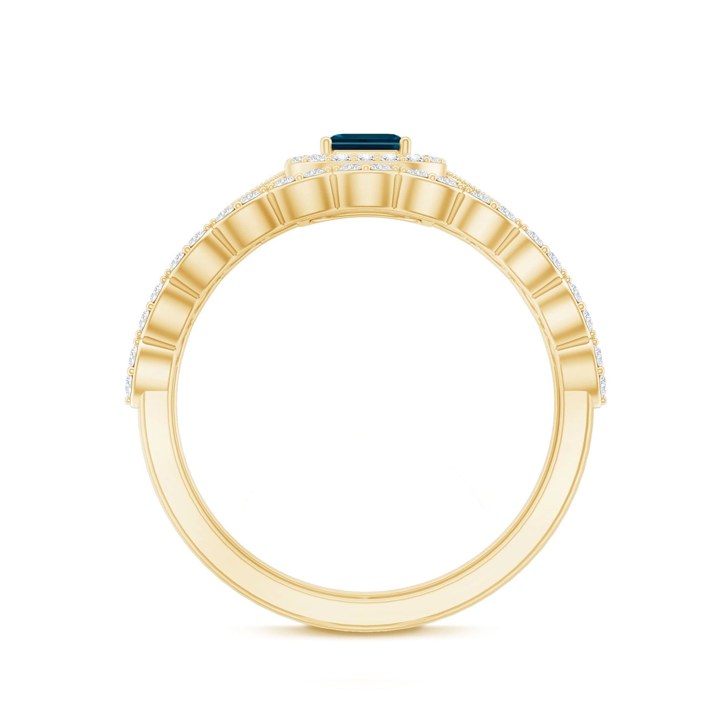 London Blue Topaz and Diamond Vintage Inspired Wedding Ring Set