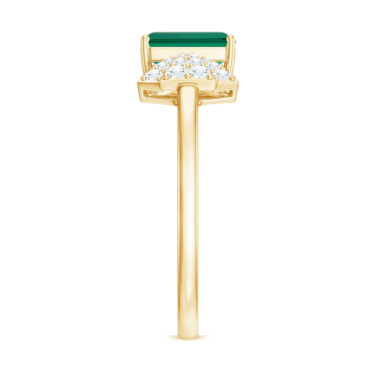 Designer Lab Grown Emerald Cut Emerald Engagement Ring with Bow Diamond