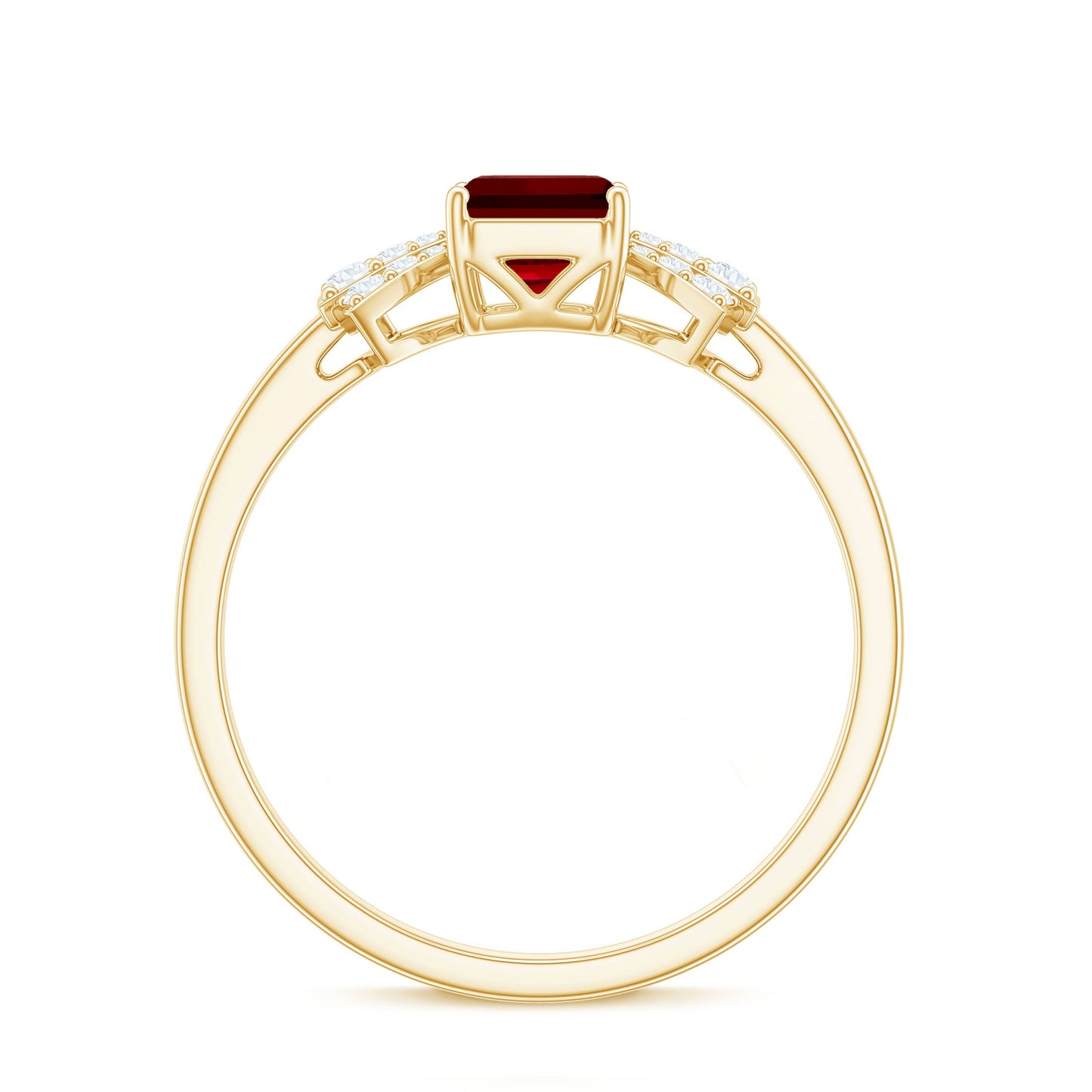 Certified 2.2 Carat Lab Grown Ruby Emerald Cut Engagement Ring with Diamond