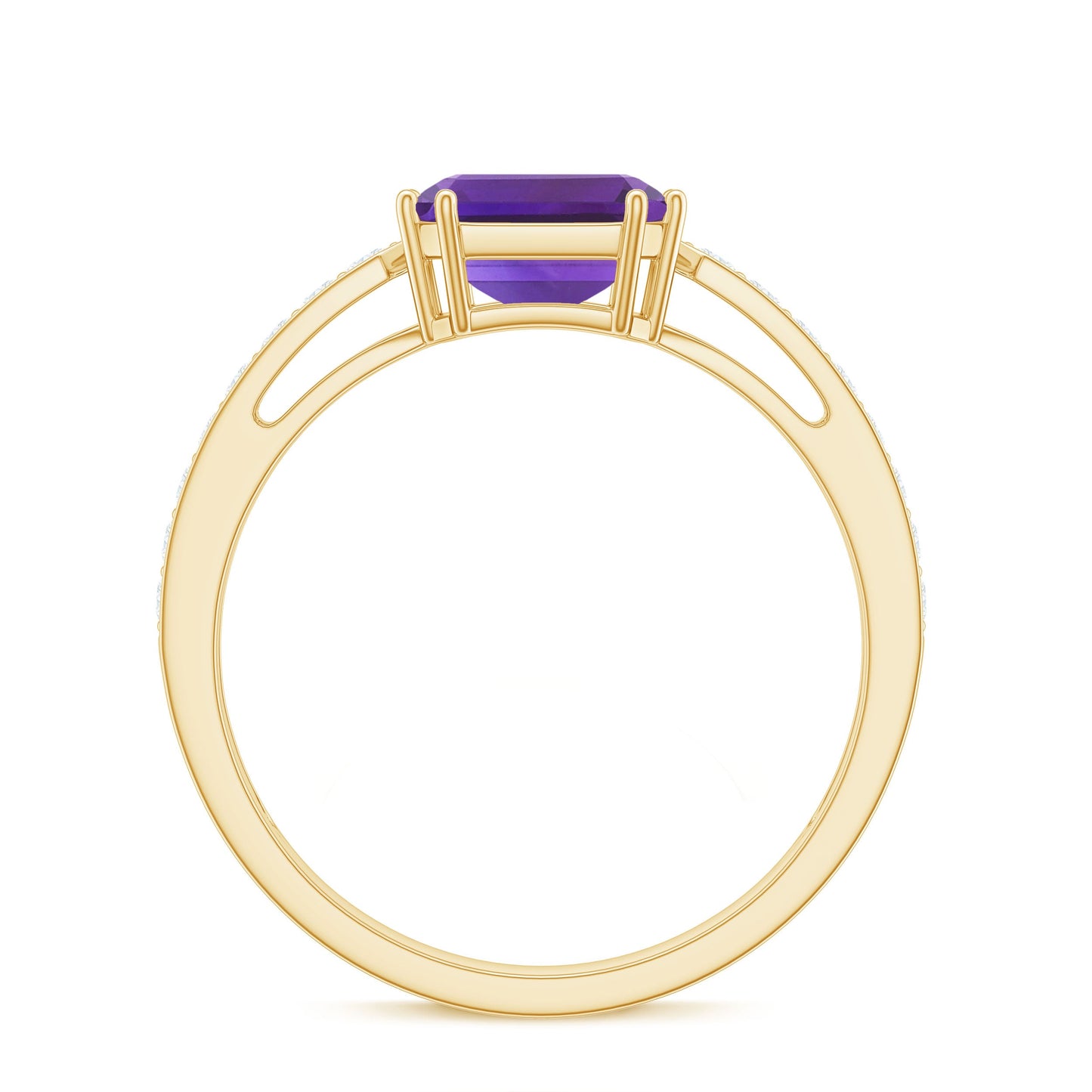Real 3 Carat Amethyst Asscher Cut Engagement Ring with Diamond
