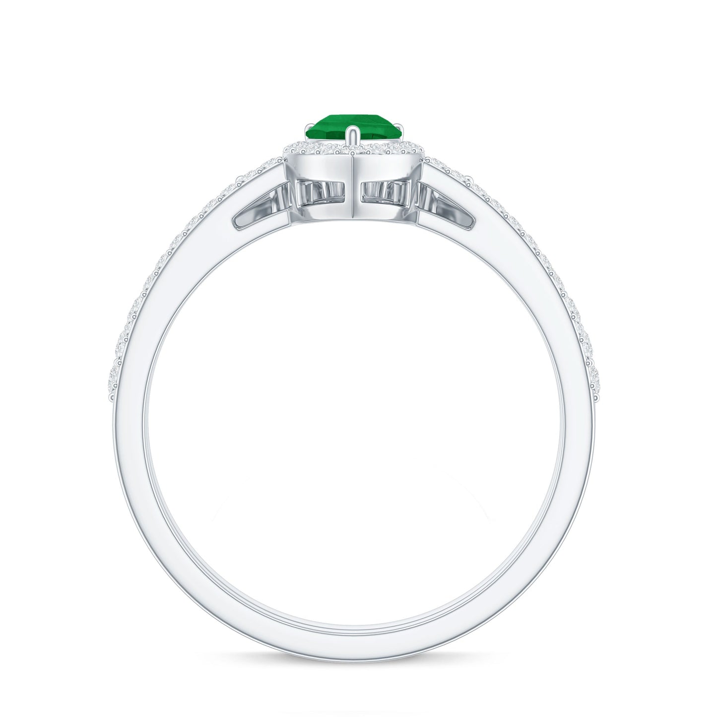 0.3 Carat Natural Emerald Diamond Pear Shaped Engagement Wedding Ring Set of 2
