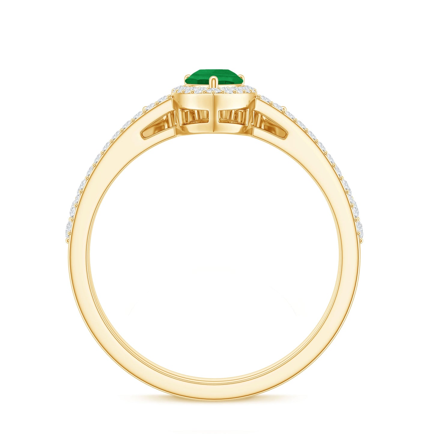 0.3 Carat Natural Emerald Diamond Pear Shaped Engagement Wedding Ring Set of 2