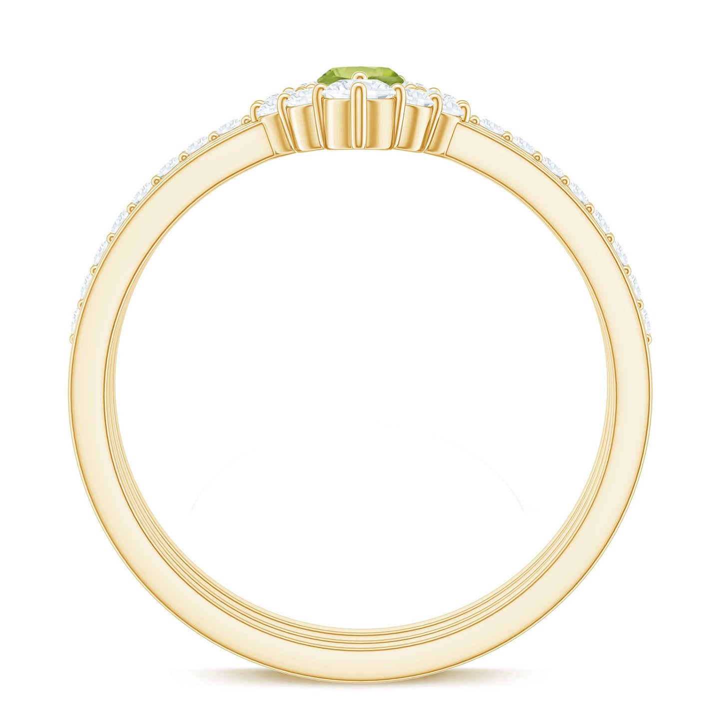 Marquise Cut Peridot Solitaire Trio Ring Set with Moissanite