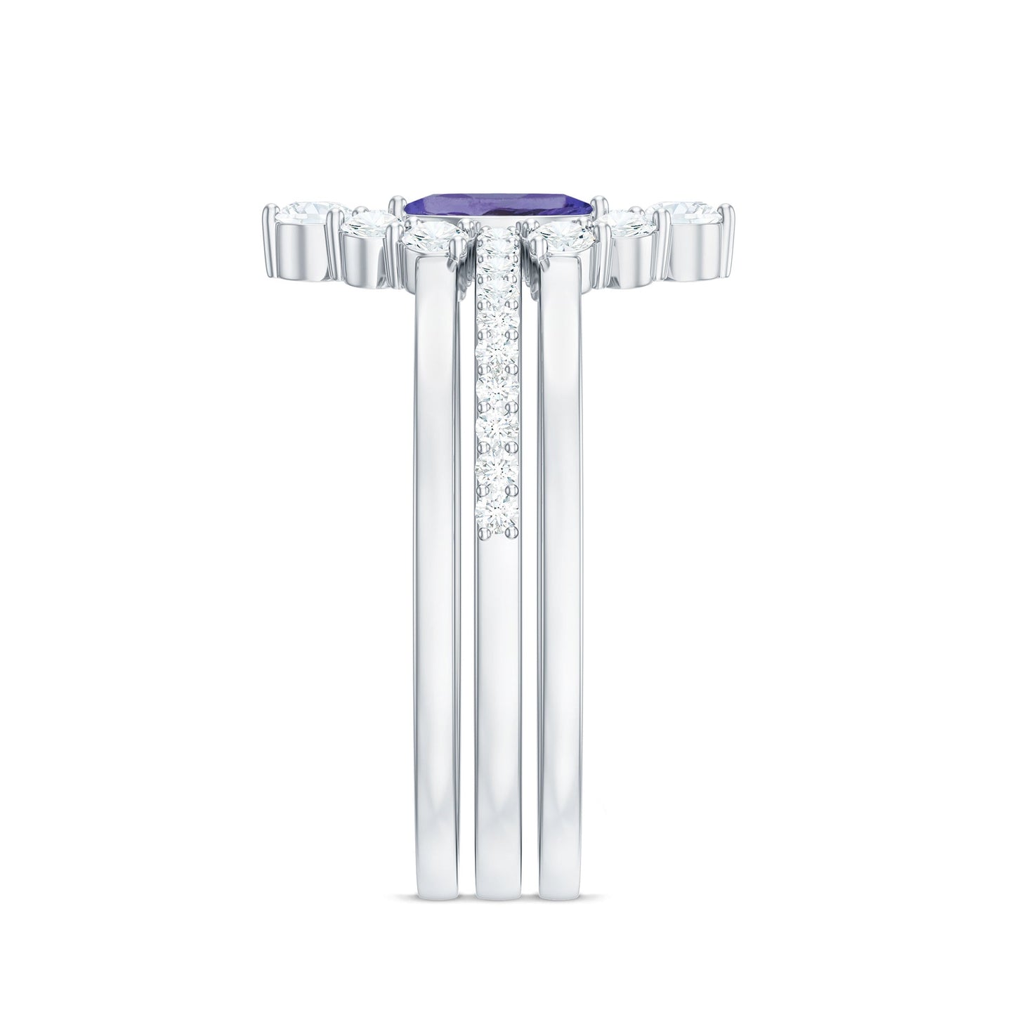 Marquise Cut Tanzanite Solitaire Ring Set with Diamond