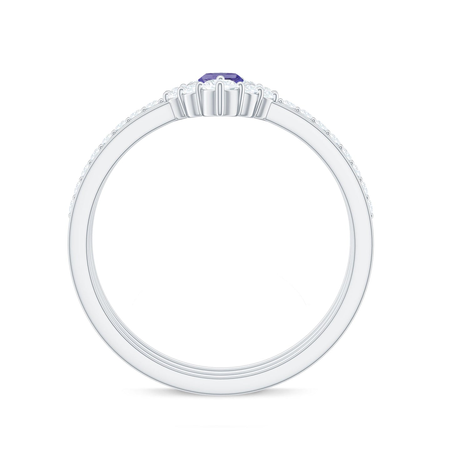 Marquise Cut Tanzanite Solitaire Ring Set with Diamond
