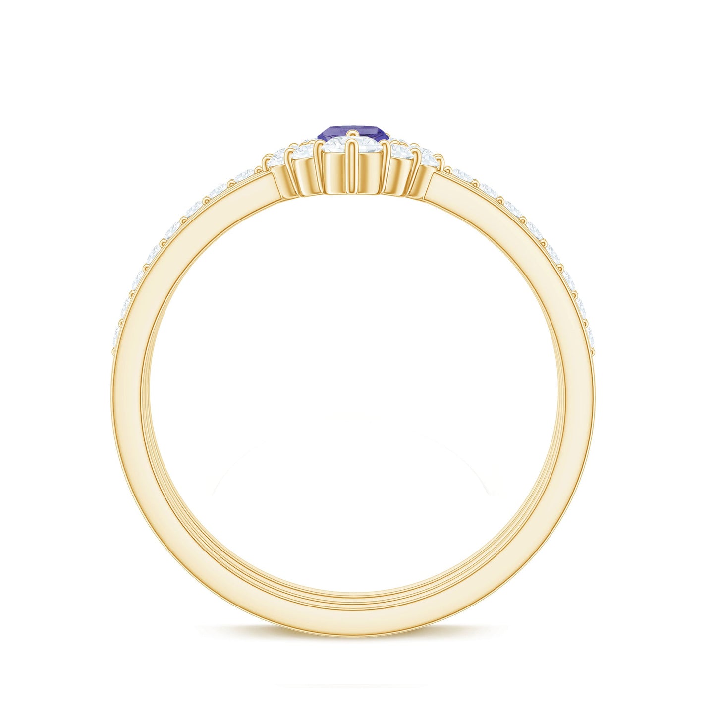 Marquise Cut Tanzanite Solitaire Ring Set with Diamond