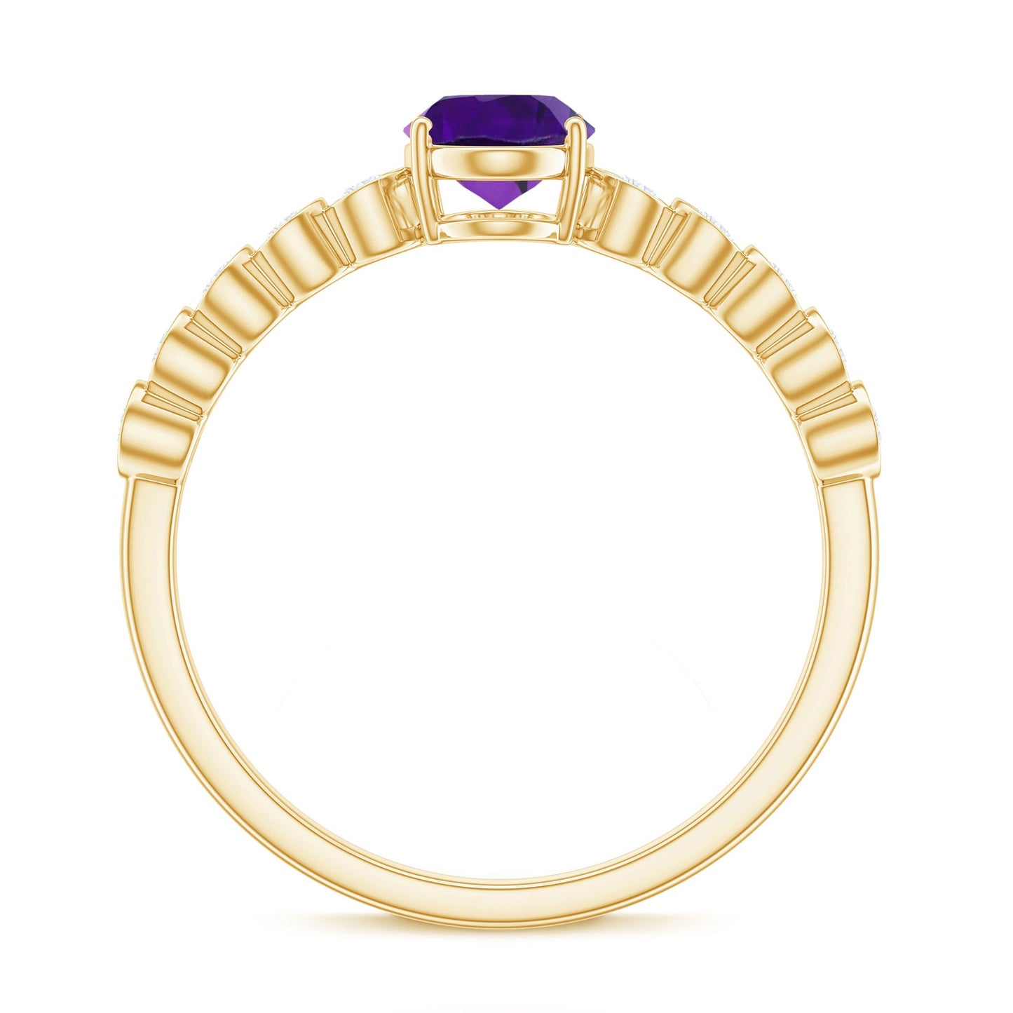 1 Carat Real Amethyst Oval Engagement Ring with Diamond
