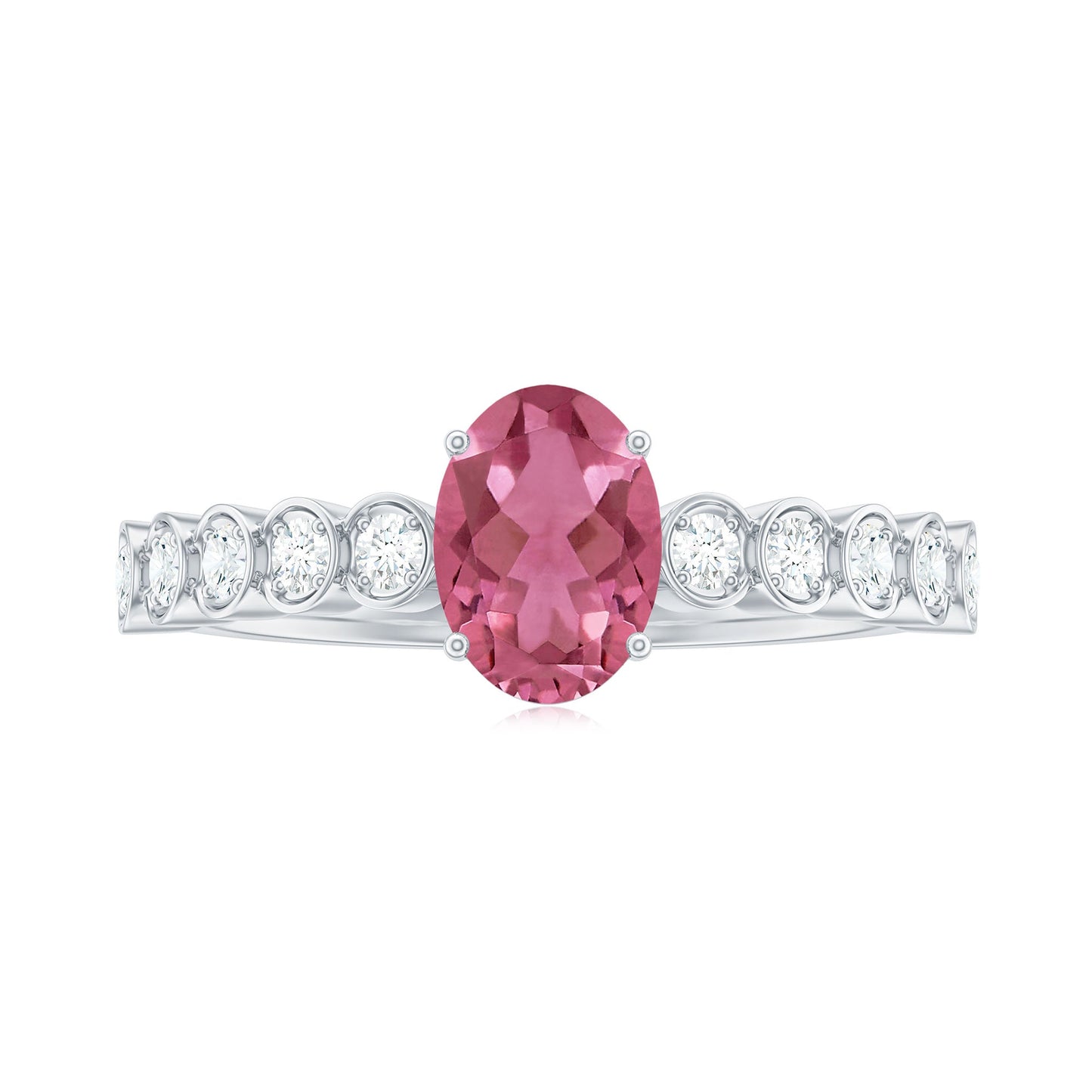 1 Carat Oval Pink Tourmaline Solitaire Engagement Ring with Diamond