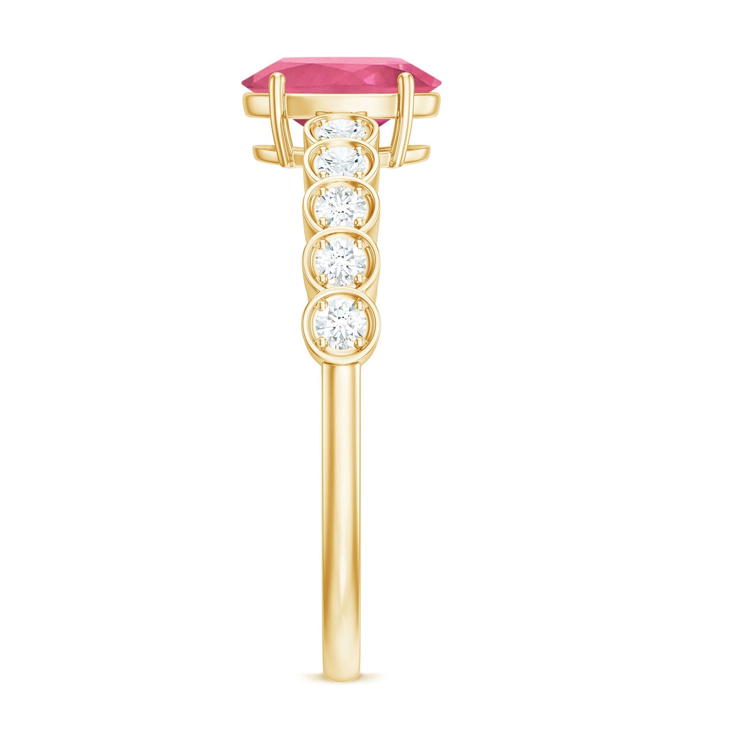 1 Carat Oval Pink Tourmaline Solitaire Engagement Ring with Diamond