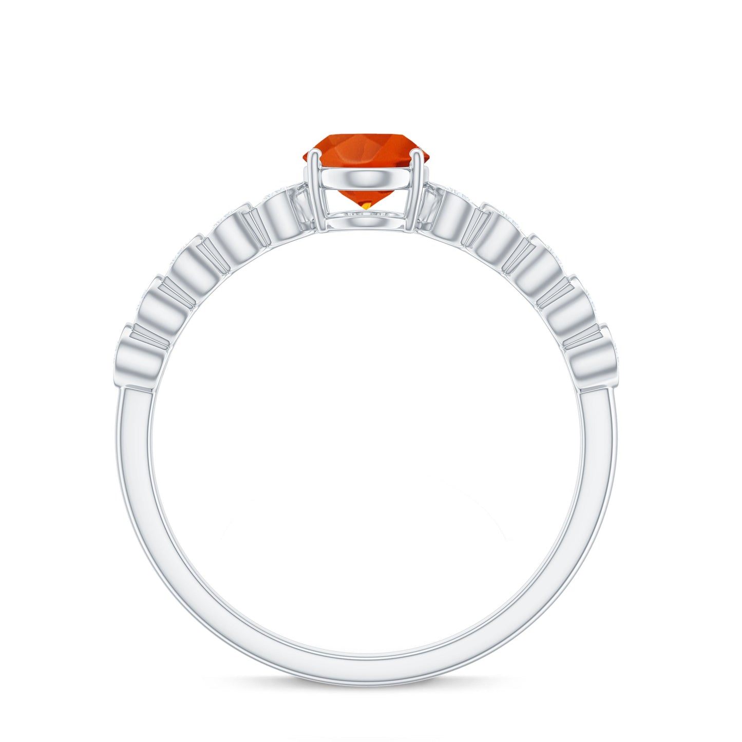 0.6 Carat Oval Fire Opal Solitaire Engagement Ring with Diamond