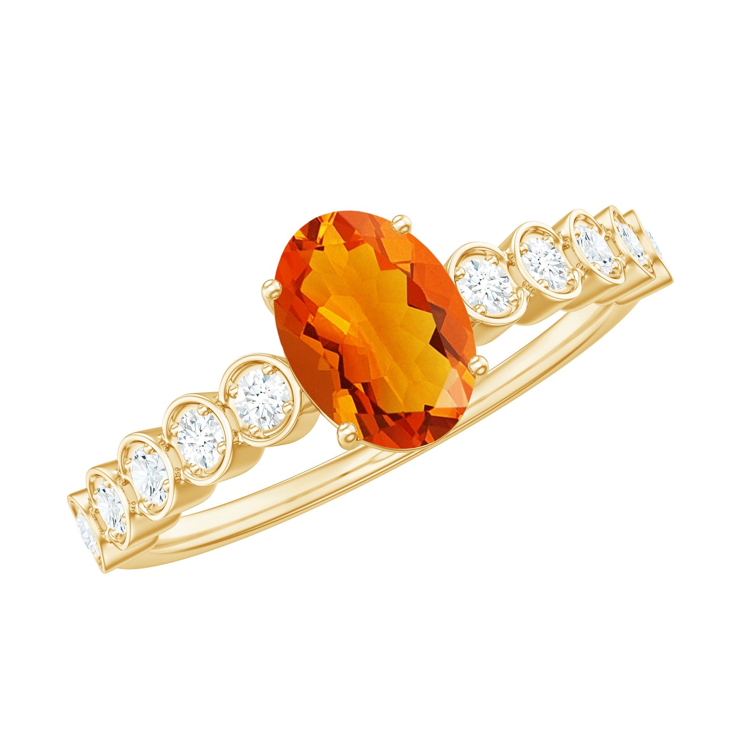 0.6 Carat Oval Fire Opal Solitaire Engagement Ring with Diamond