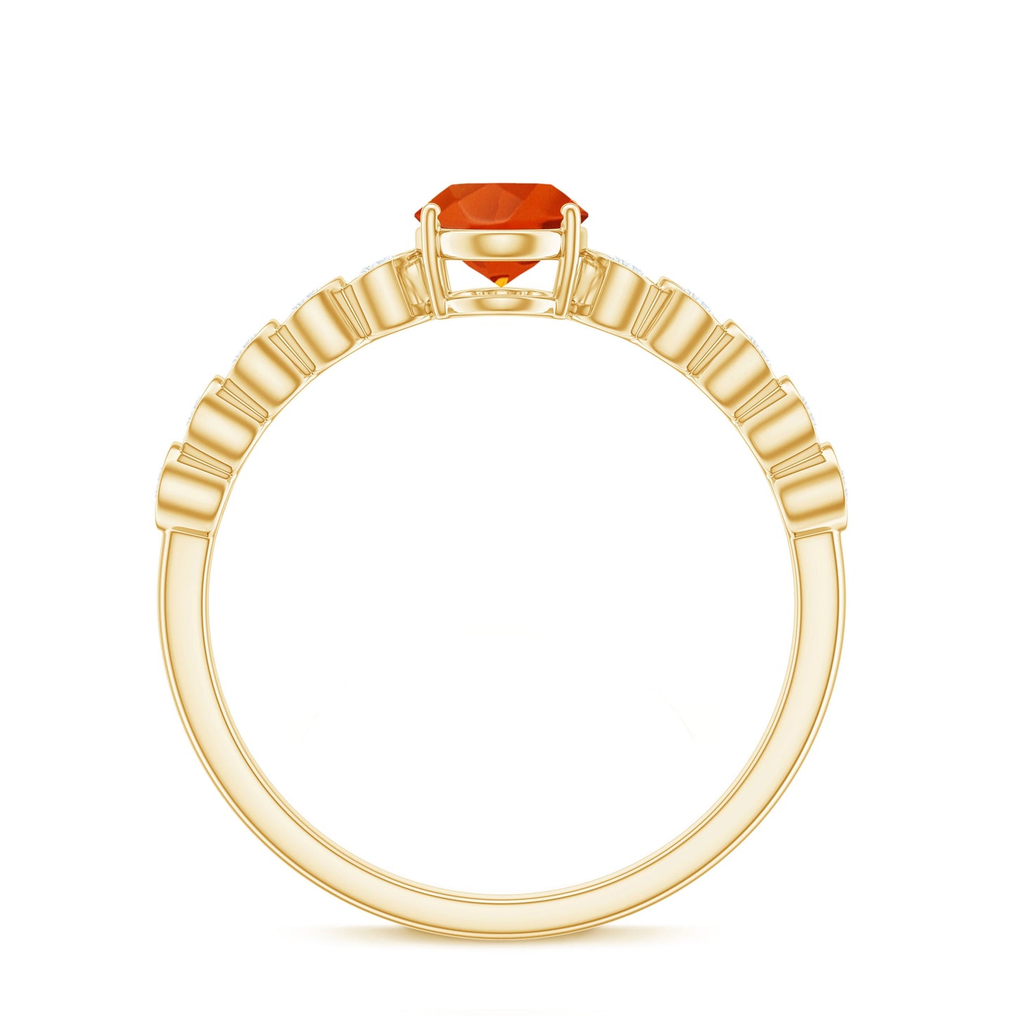 0.6 Carat Oval Fire Opal Solitaire Engagement Ring with Diamond