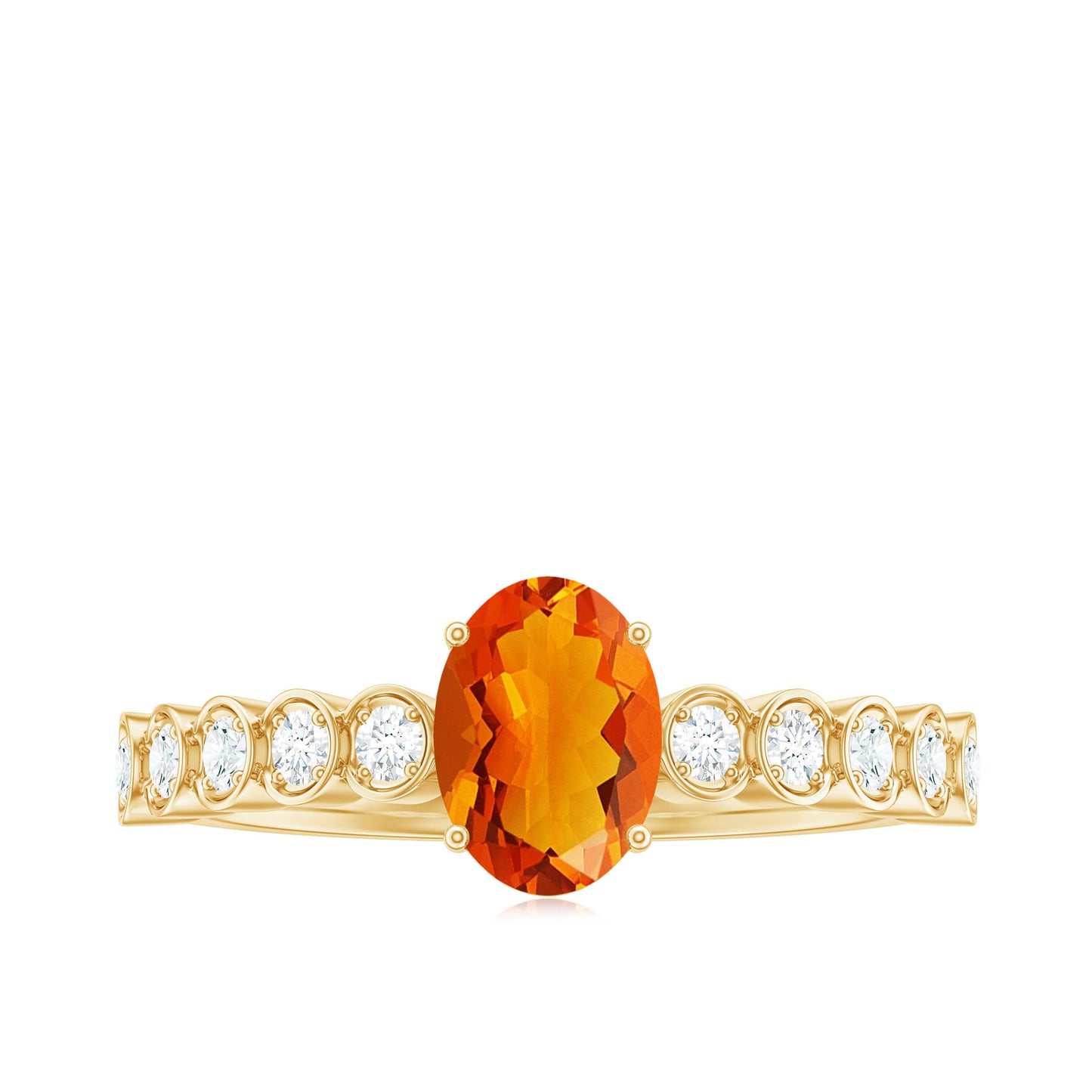 0.6 Carat Oval Fire Opal Solitaire Engagement Ring with Diamond