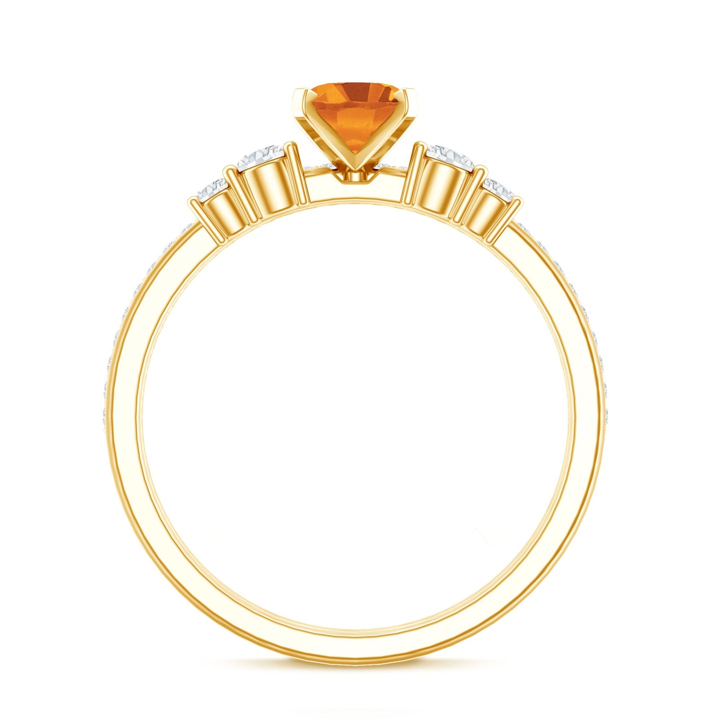 Natural 1 Carat Oval Citrine Diamond Wedding Bridal Ring Set of 2