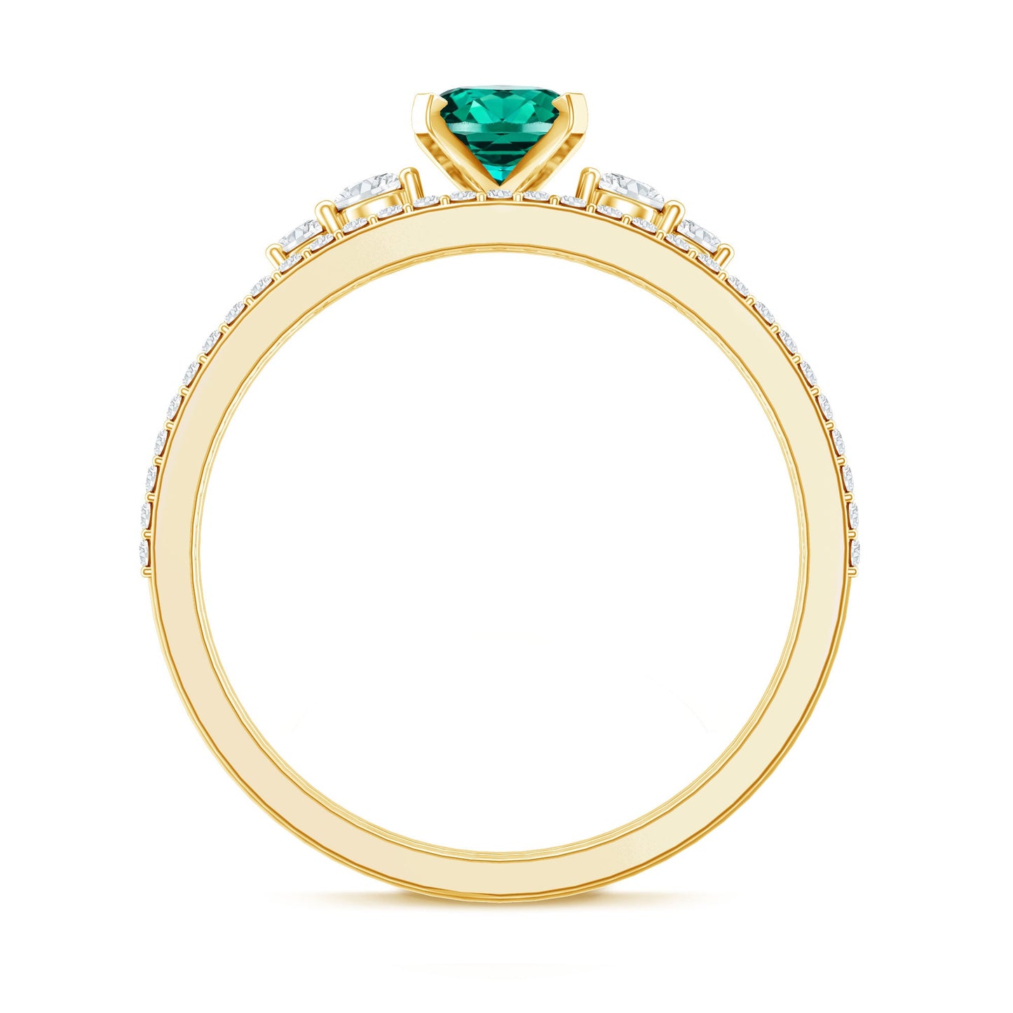 Certified Oval Lab Grown Emerald Diamond Engagement Ring Set