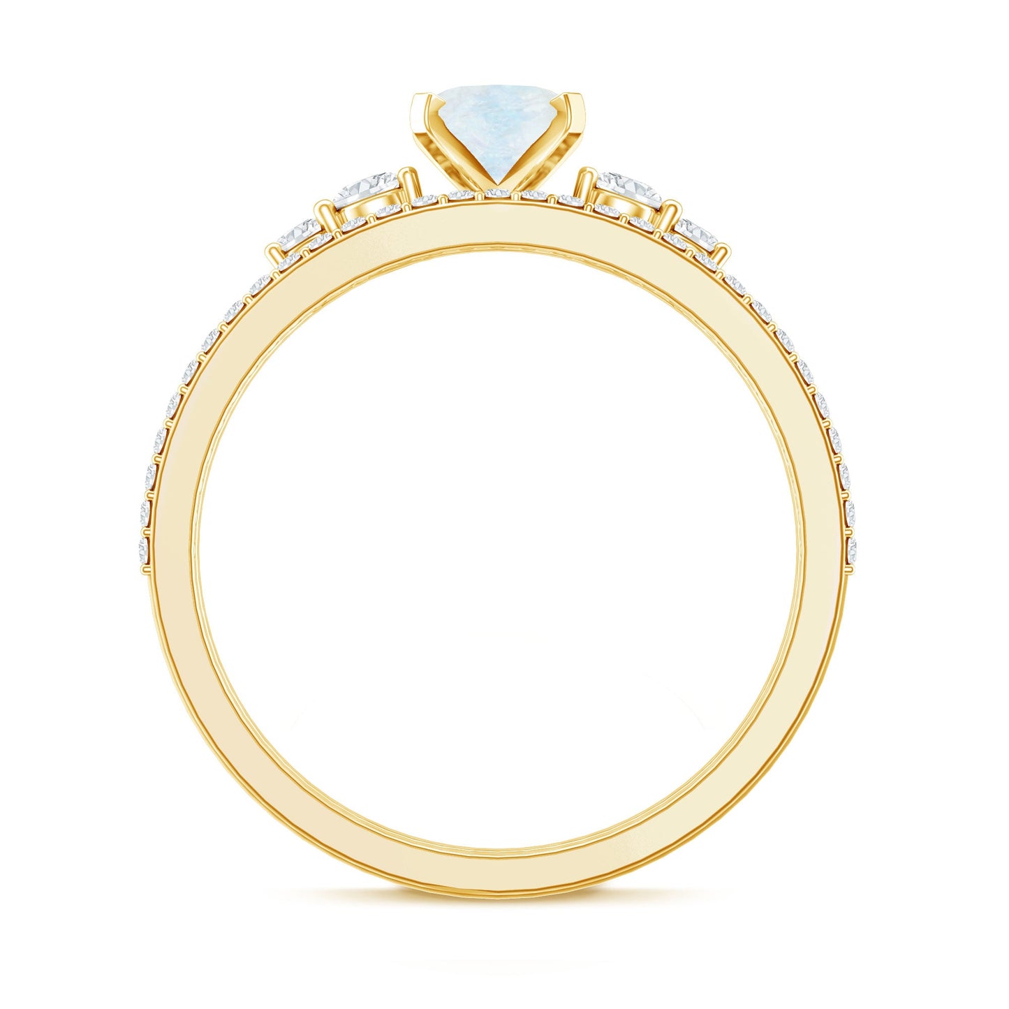 Oval Moonstone Solitaire Ring Set with Diamond