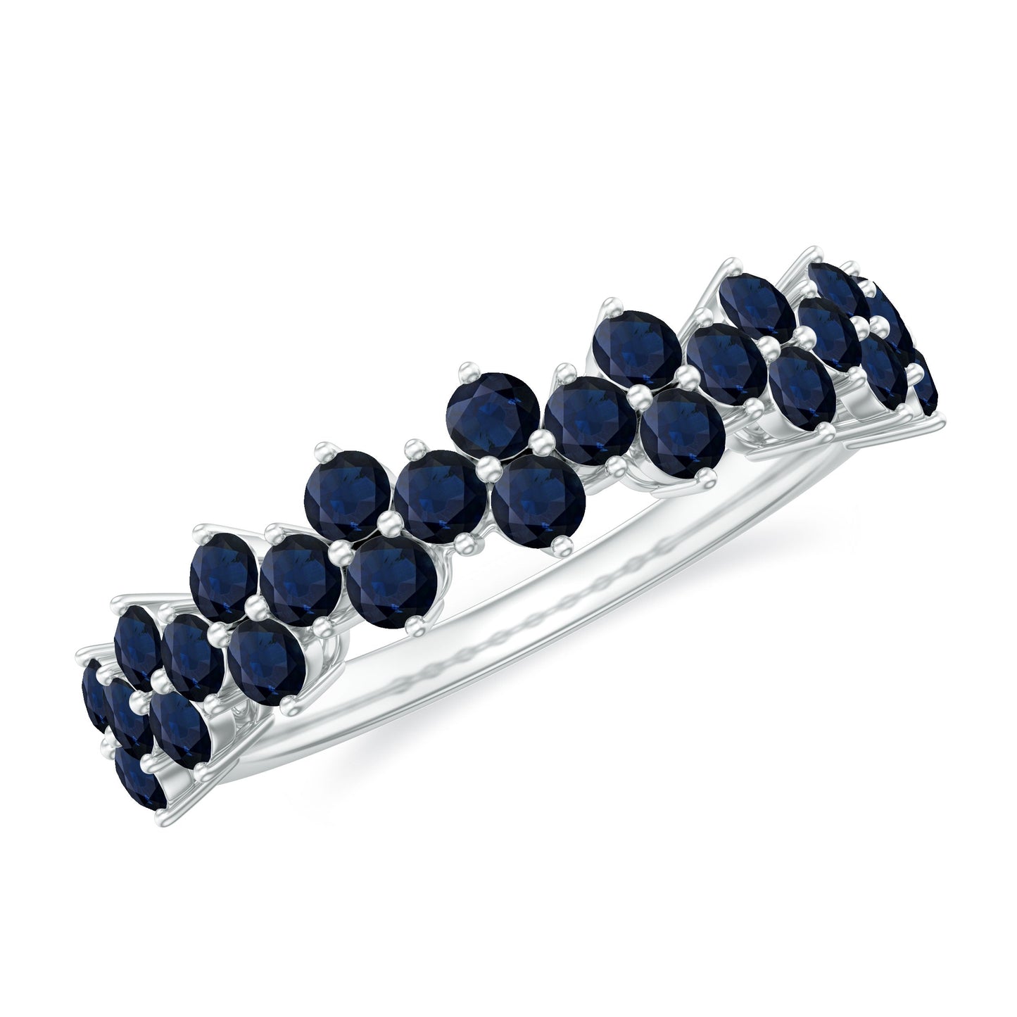 Natural Blue Sapphire Half Eternity Anniversary Ring