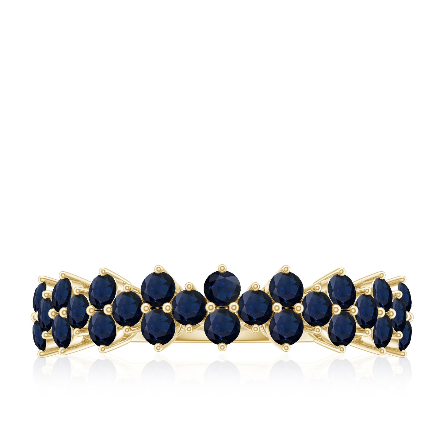 Natural Blue Sapphire Half Eternity Anniversary Ring