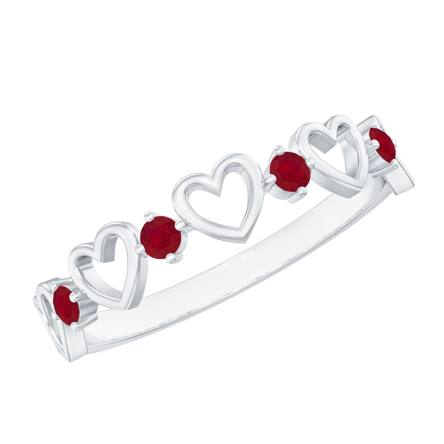 Natural Ruby Heart Eternity Ring for Promise