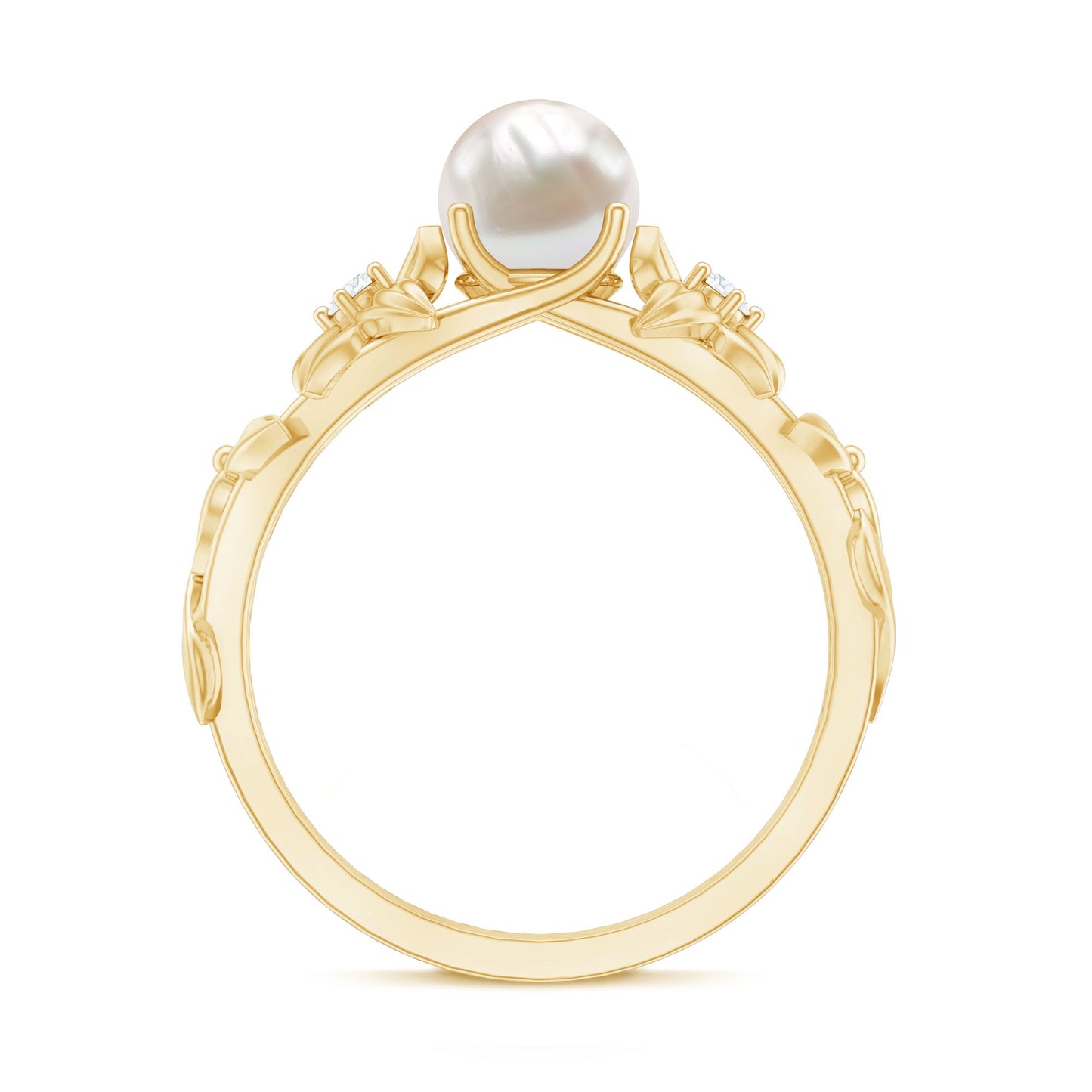 Cultured 2.2 Carat White Pearl Flower Engagement Ring with Diamonds