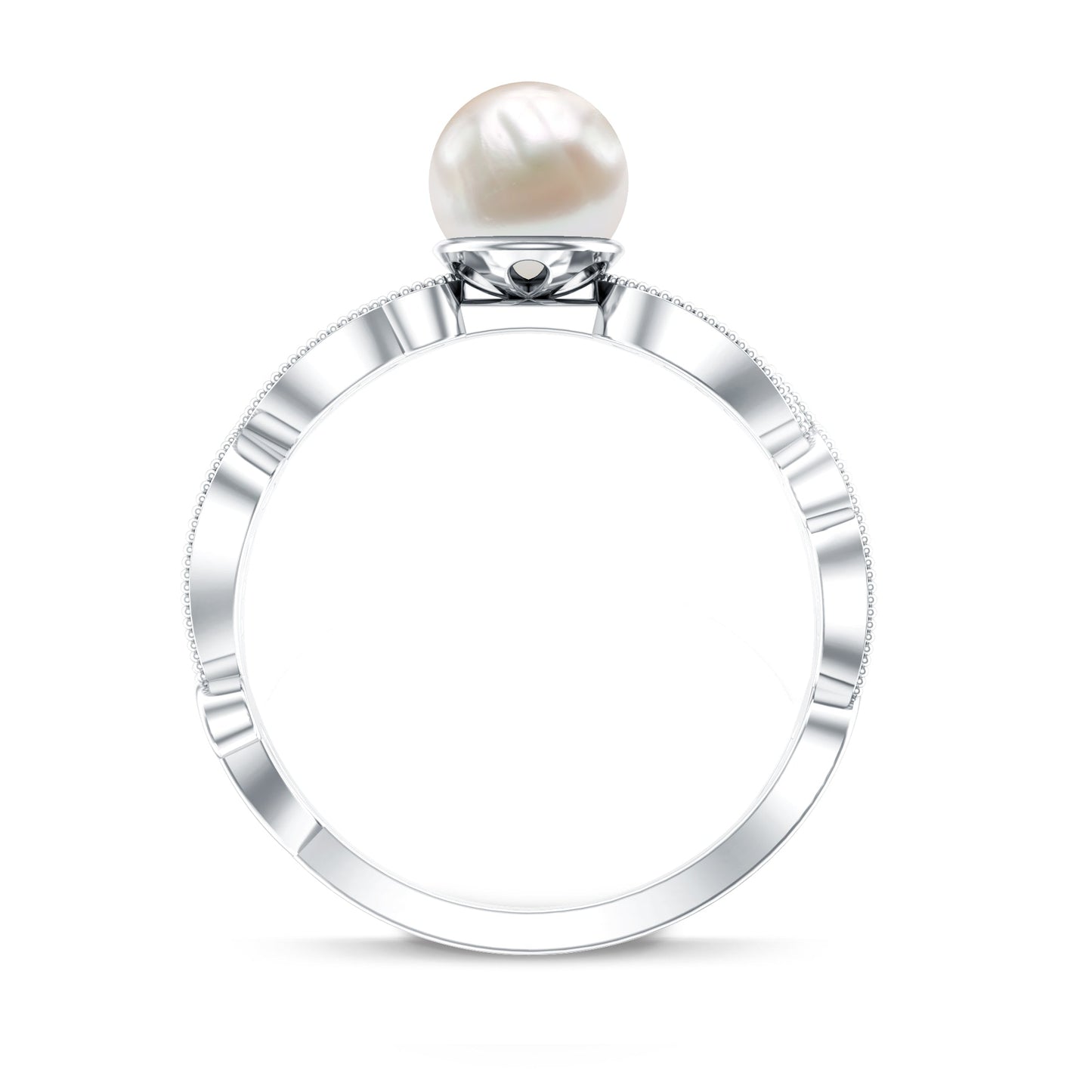 2.2 Carat Freshwater Pearl Vintage Looking Engagement Ring with Diamond