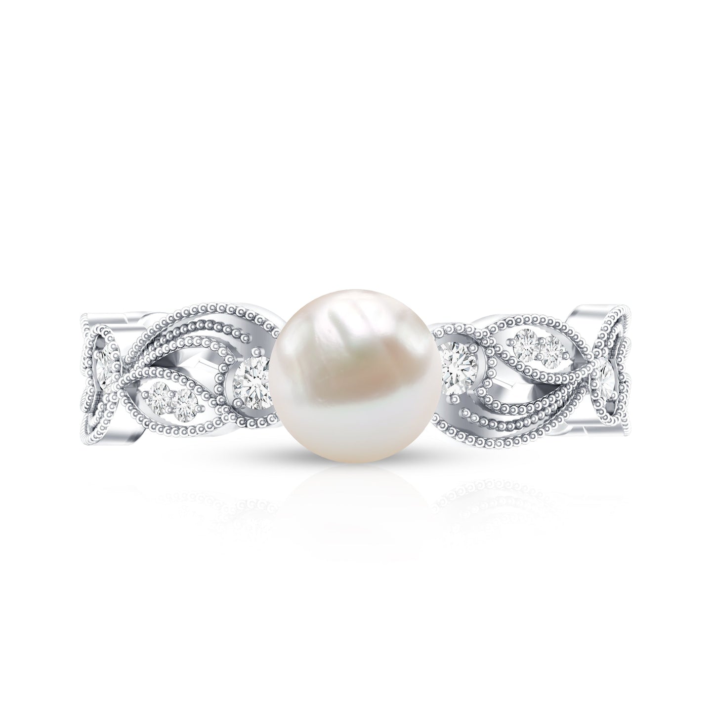 2.2 Carat Freshwater Pearl Vintage Looking Engagement Ring with Diamond