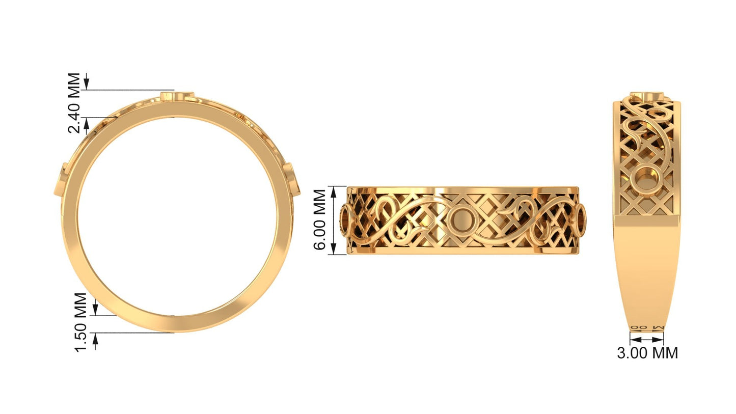 Bezel Set Round Diamond Filigree Ring